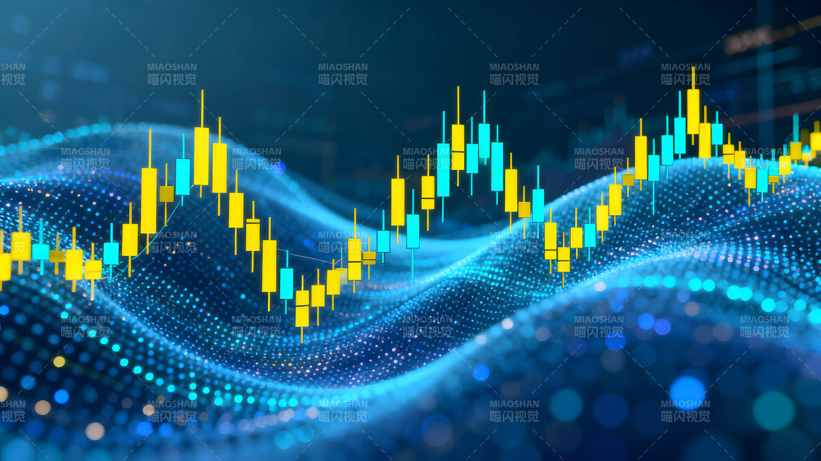 金融数据波动图表蓝色科技感图片