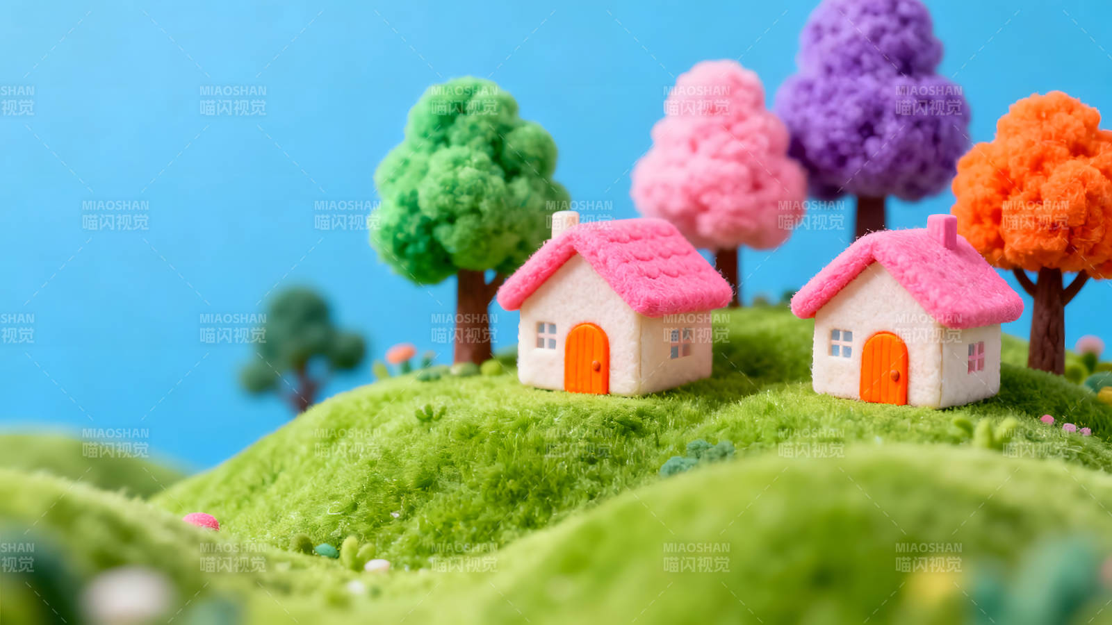 卡通风格的微型房屋场景图片