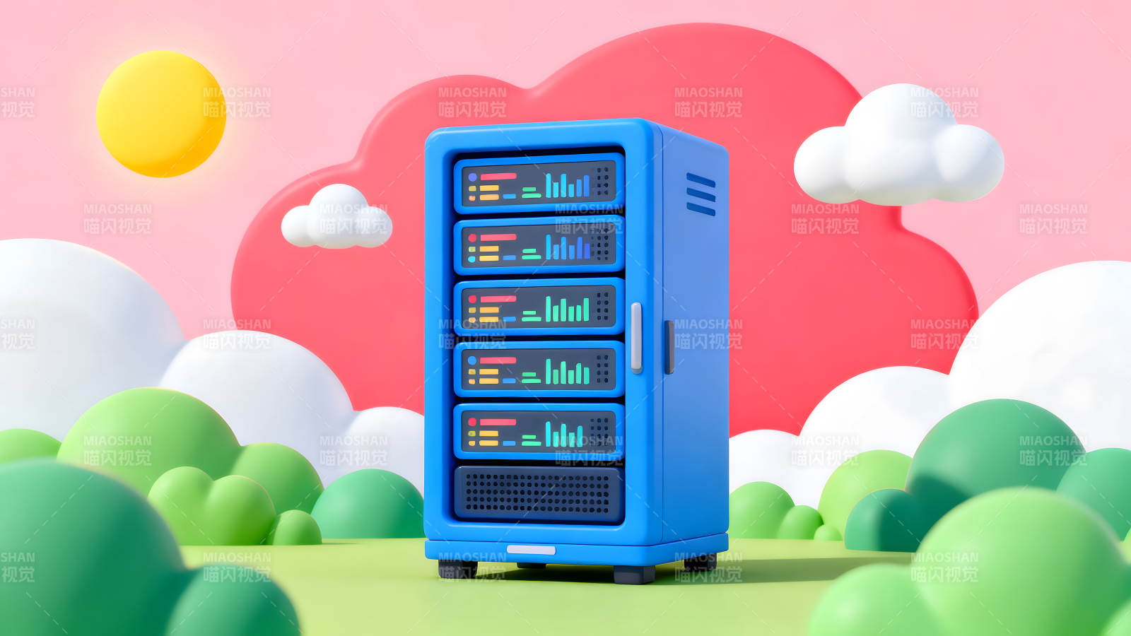 服务器设备卡通风格场景图片