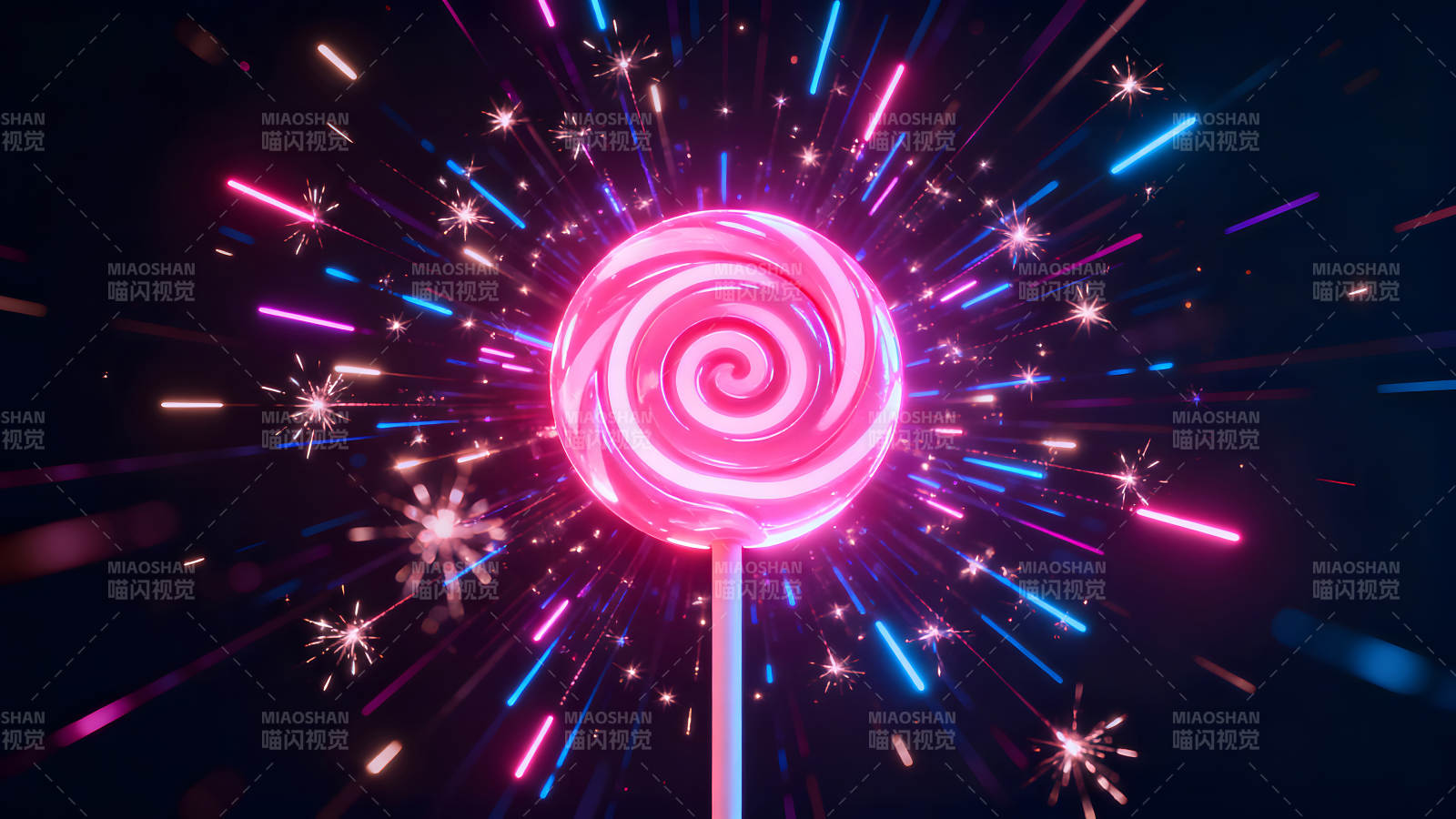 发光棒棒糖与闪耀光芒图片