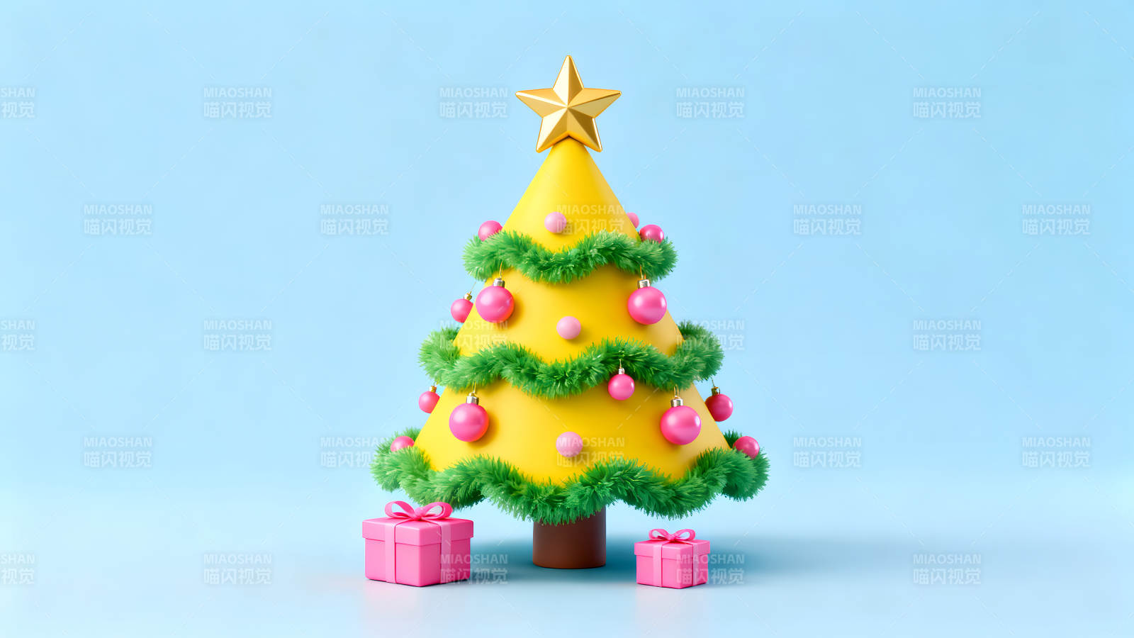 圣诞树与礼物呈现节日气氛图片