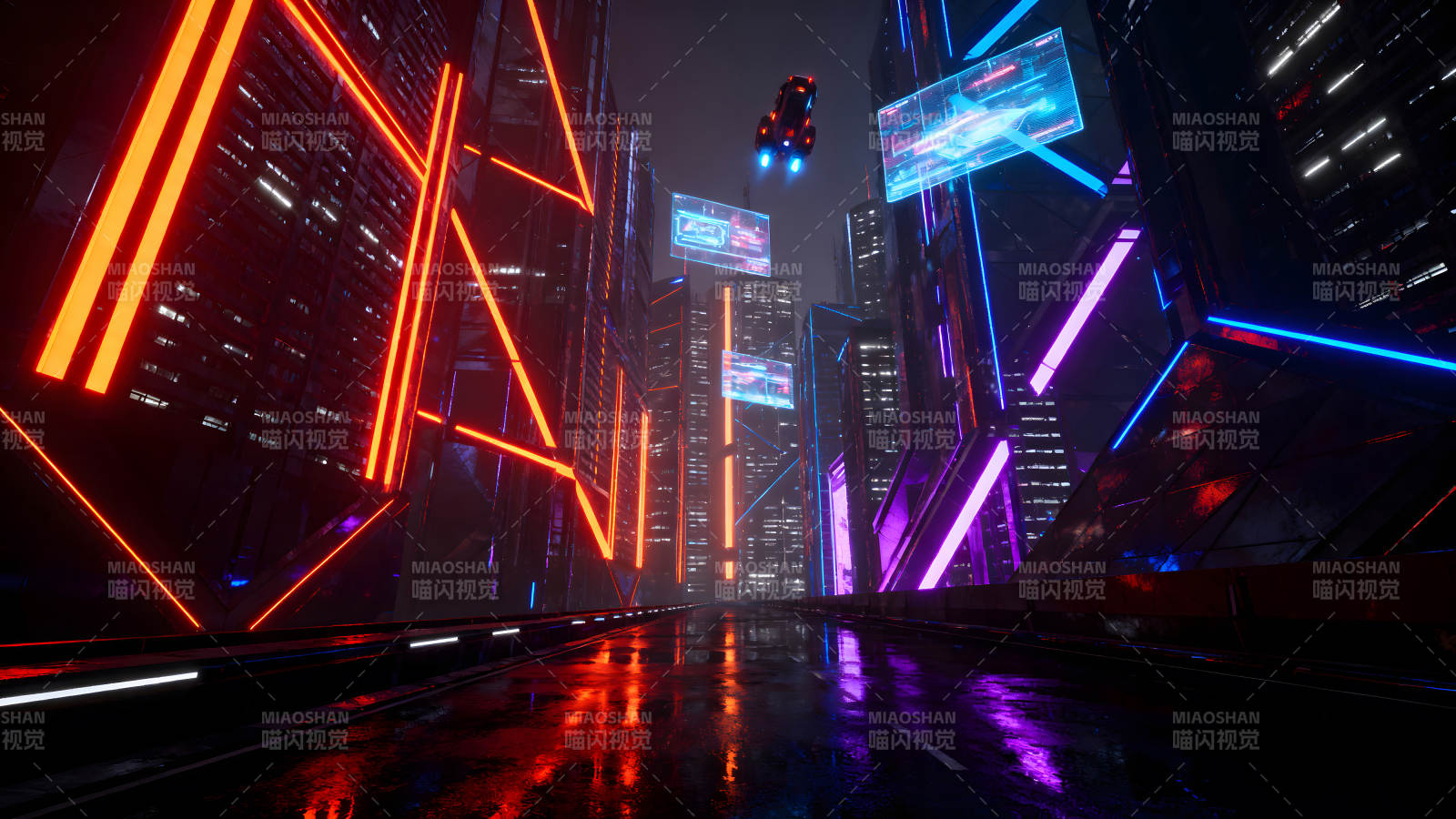 未来都市夜景霓虹灯光科技感图片