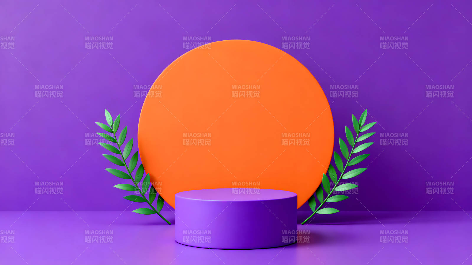 紫色底色橙色圆盘装饰图片