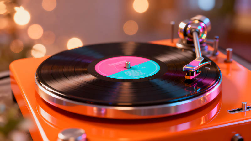 复古唱片机播放着音乐的温馨氛围图片