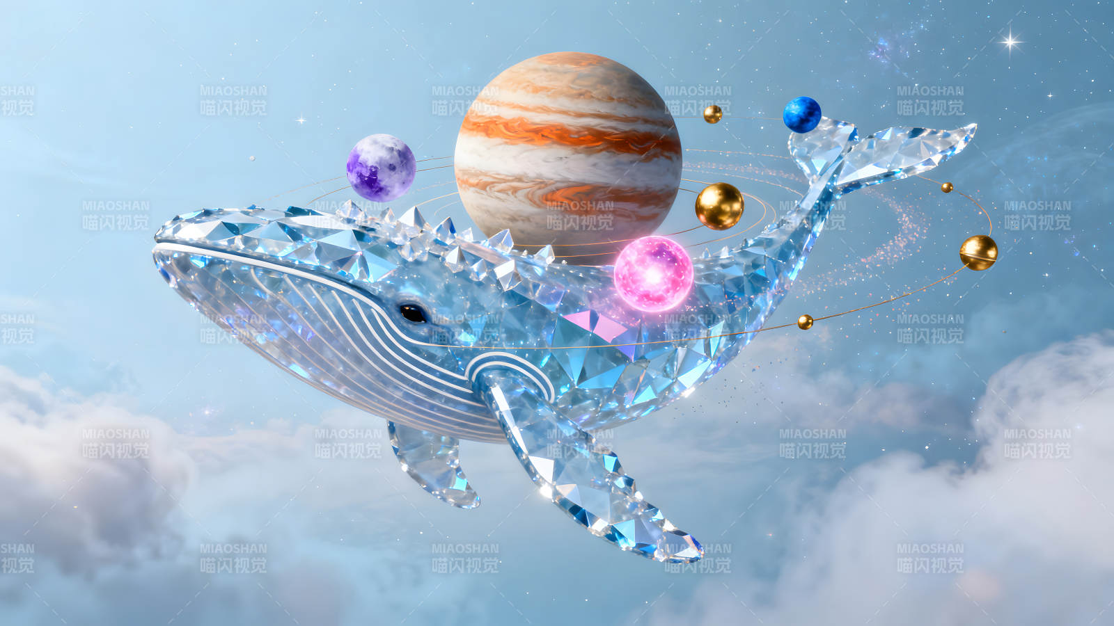 水晶鲸鱼遨游星际宇宙图片