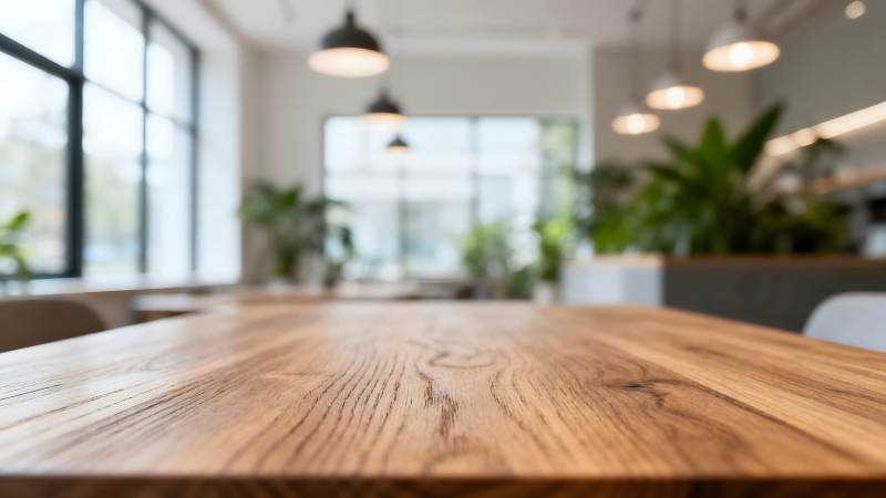 木质桌面的现代办公空间图片