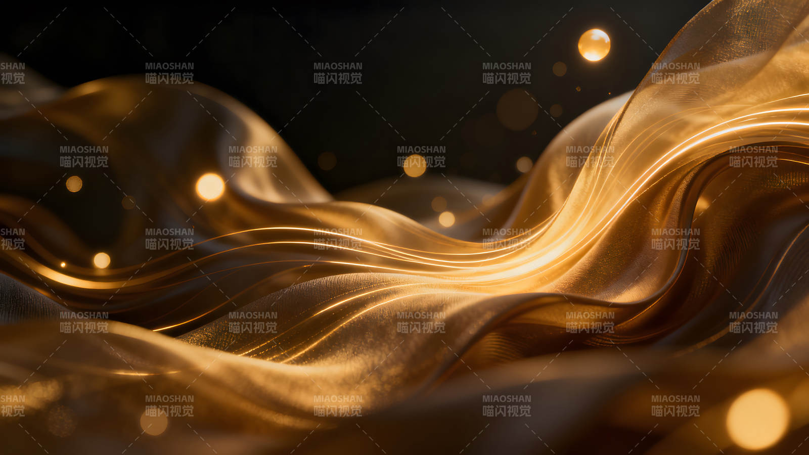 金色的绸缎与光芒梦幻华丽的视觉图片