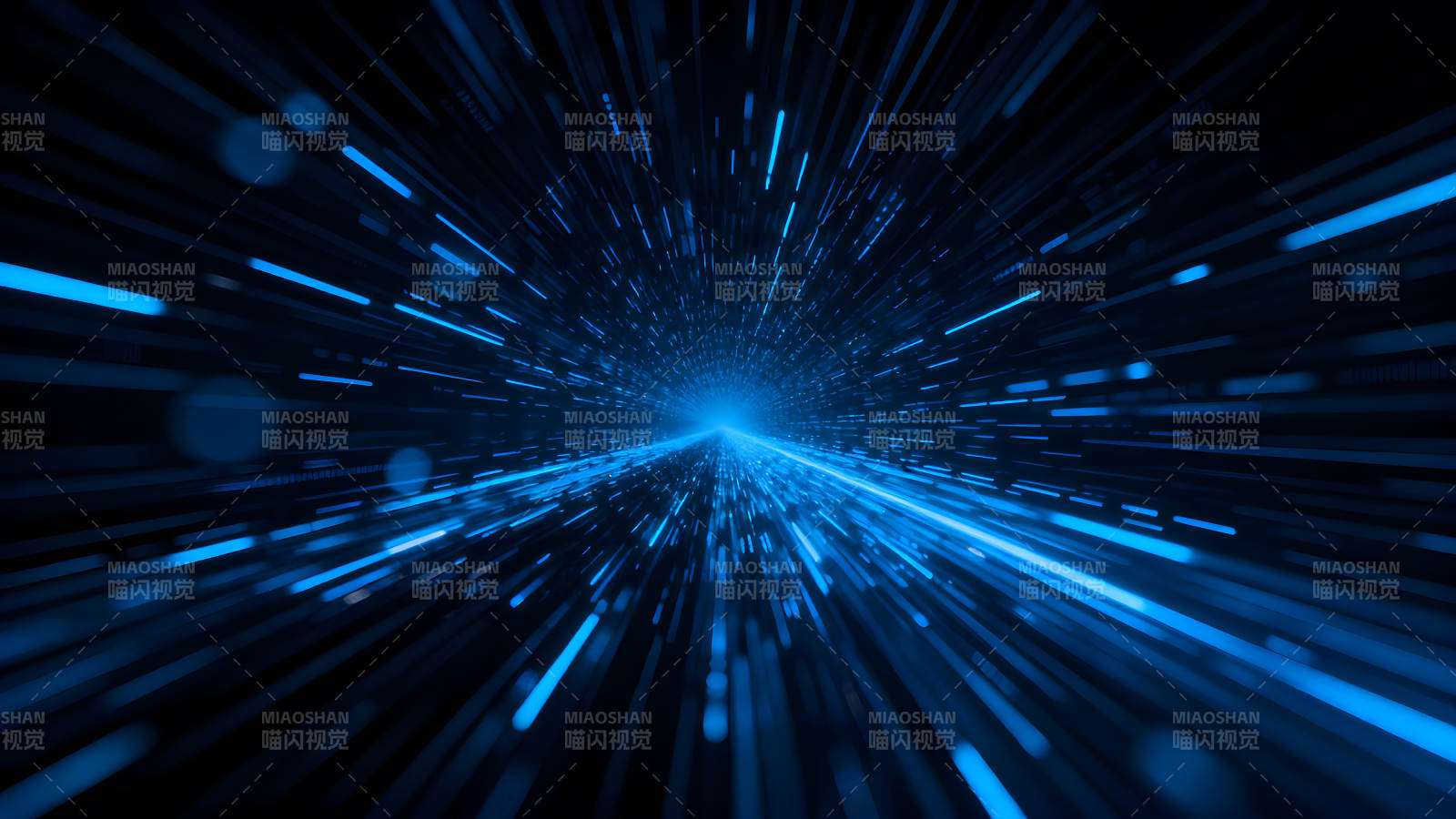 蓝色光线隧道深邃科技感图片