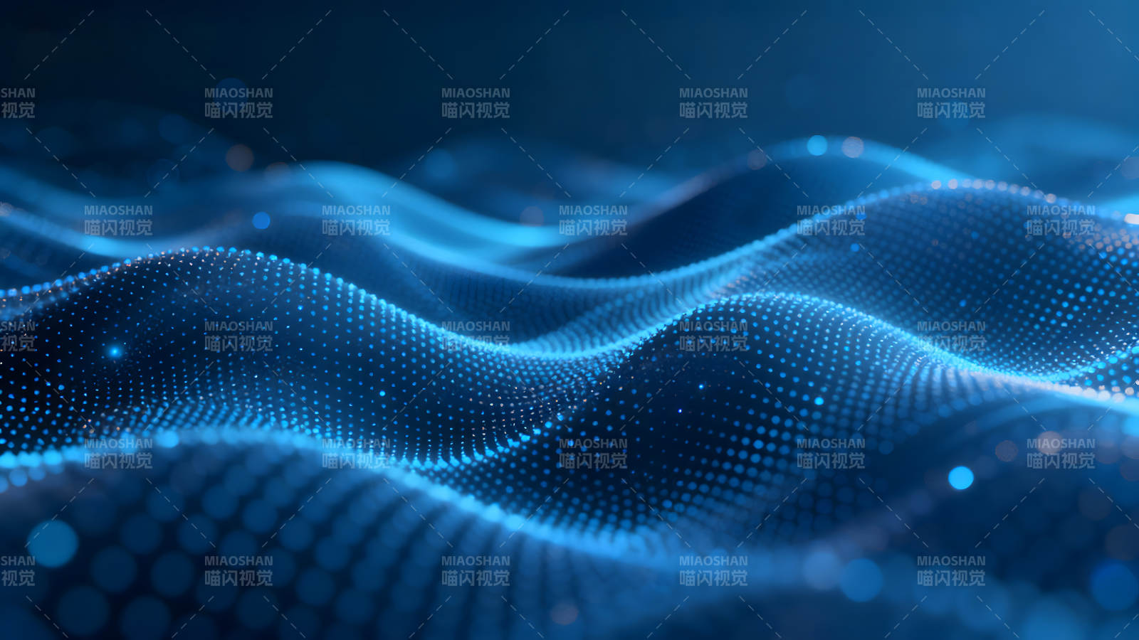 蓝色波浪点阵科技感图片
