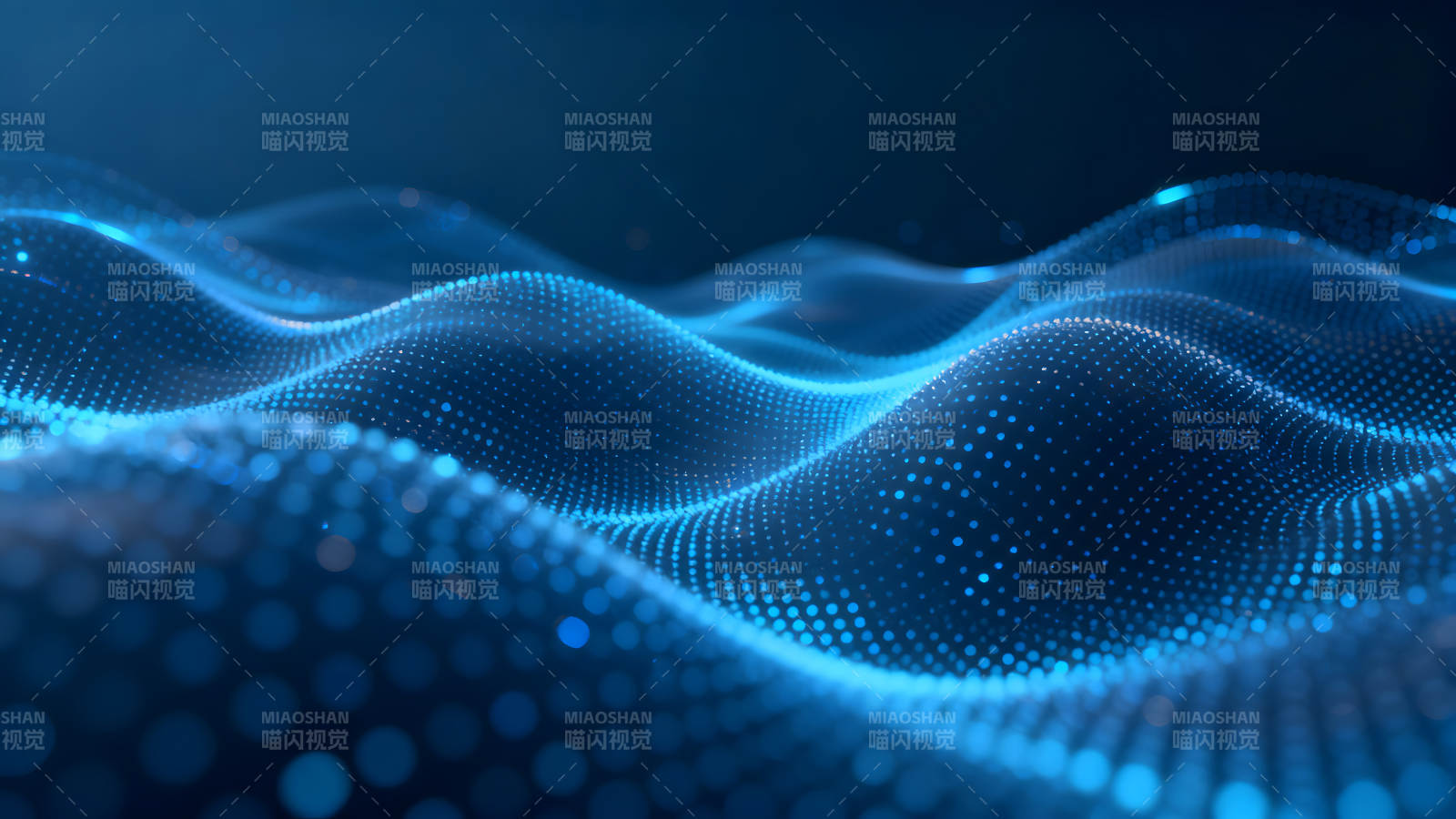 蓝色光点构成动态波浪图片