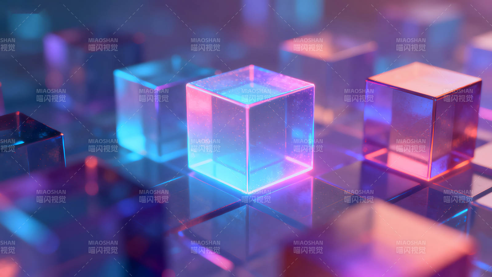 发光立方体抽象未来科技感图片