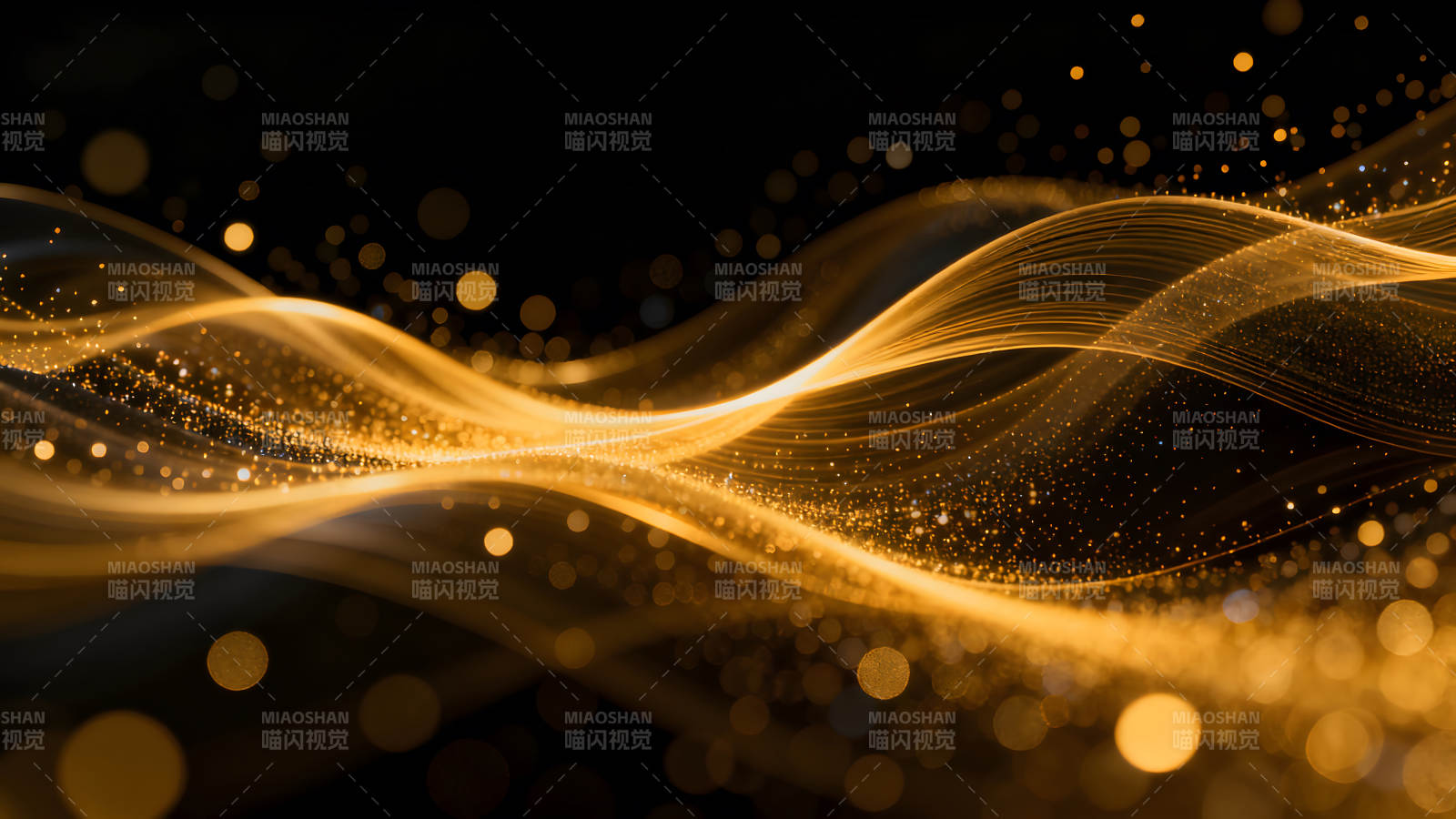 金光闪耀的抽象波浪艺术图片