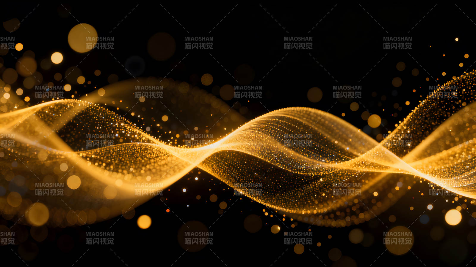 金色光波闪耀黑色背景图片
