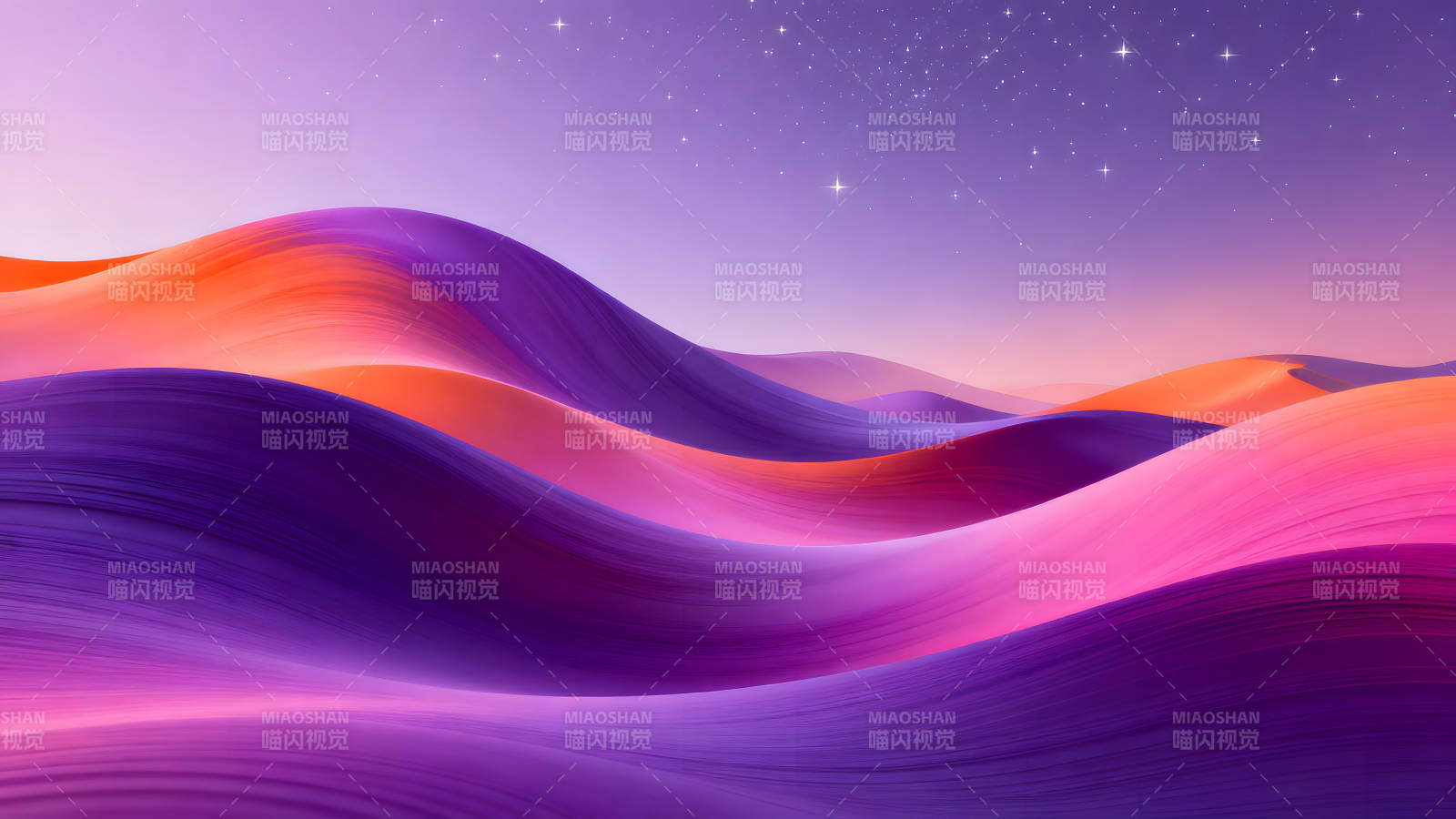 梦幻星空下的抽象山丘图片