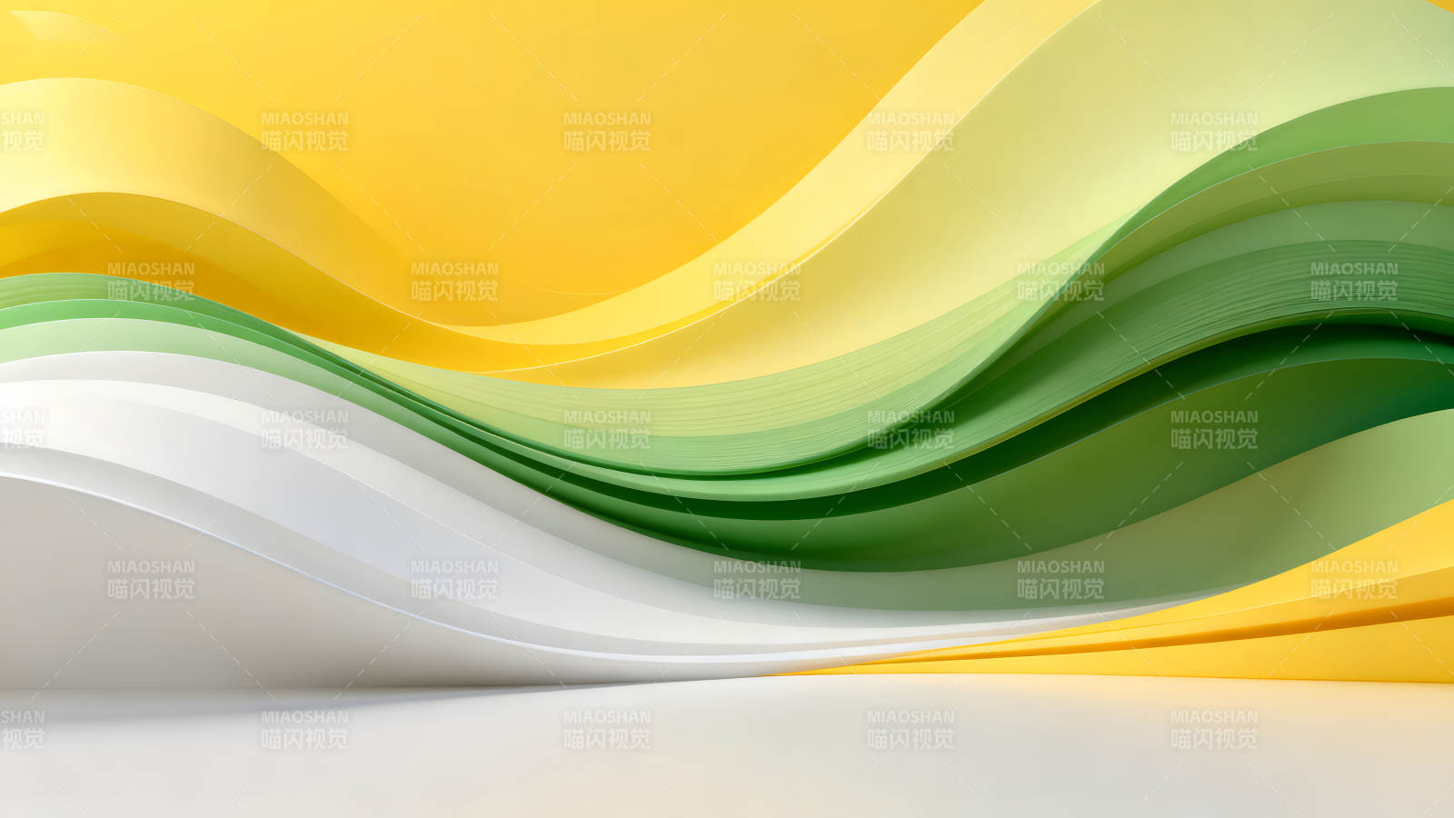 抽象彩纸波浪背景黄绿白相间图片