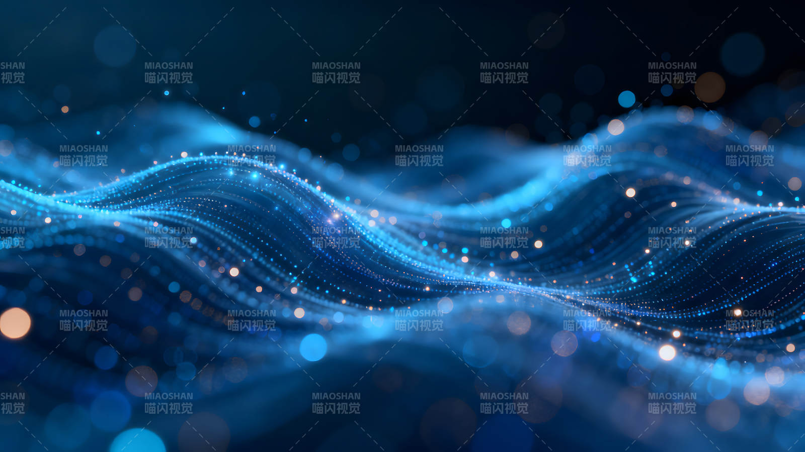 抽象蓝色波浪光点背景图片