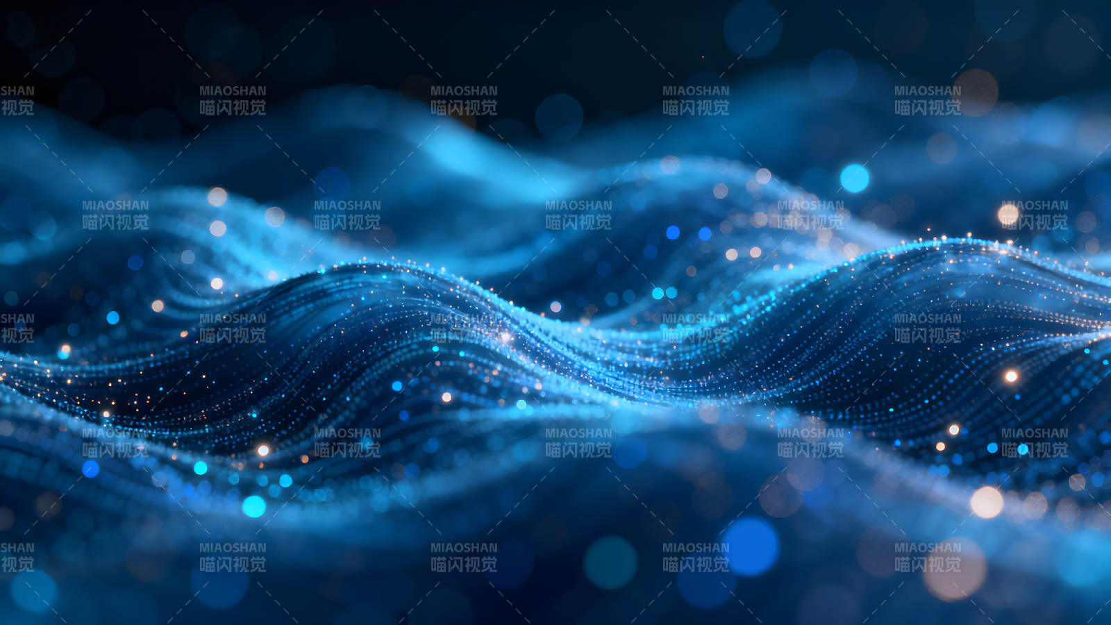 蓝色粒子波动抽象艺术图片