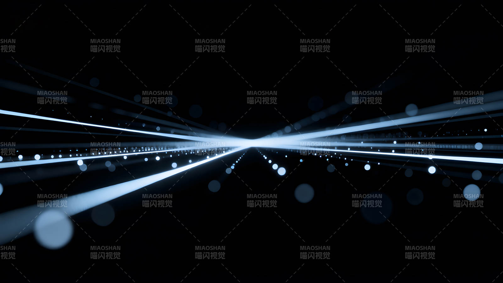 蓝光线条在黑暗中汇聚图片