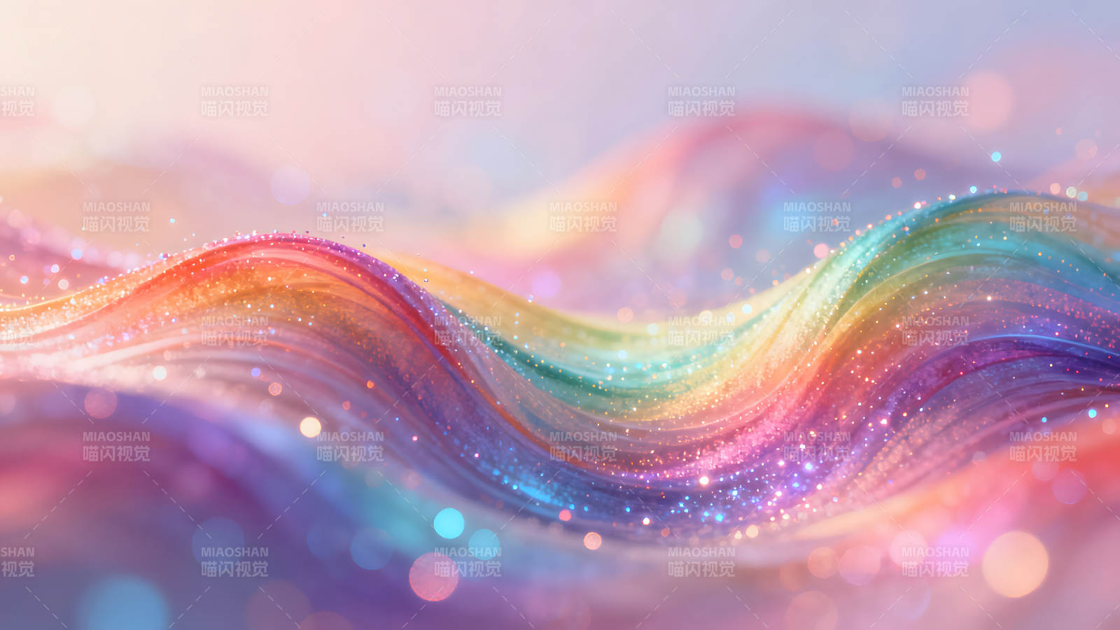 梦幻彩虹飘带闪烁光芒图片