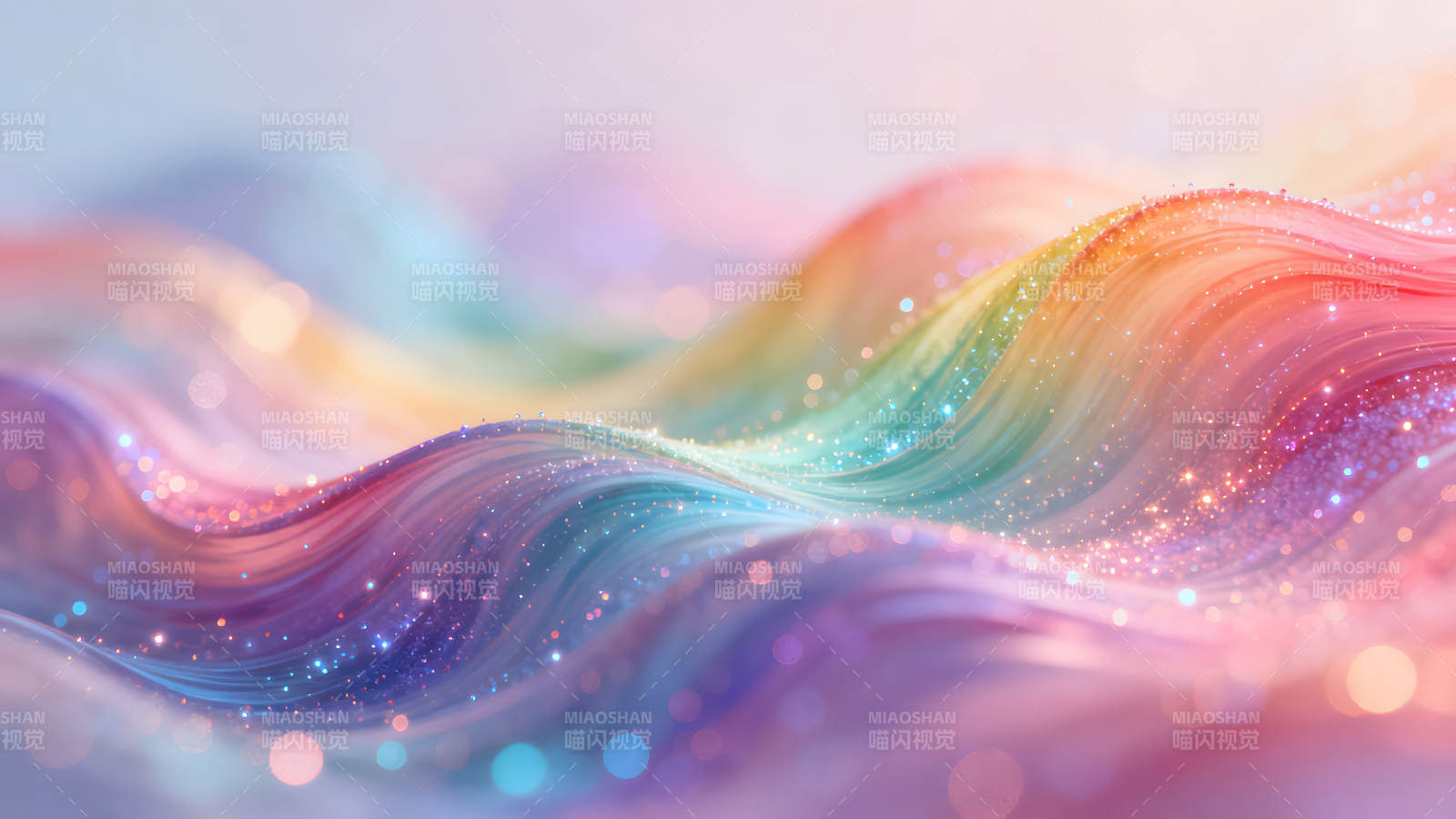 彩虹波浪闪耀梦幻景象图片