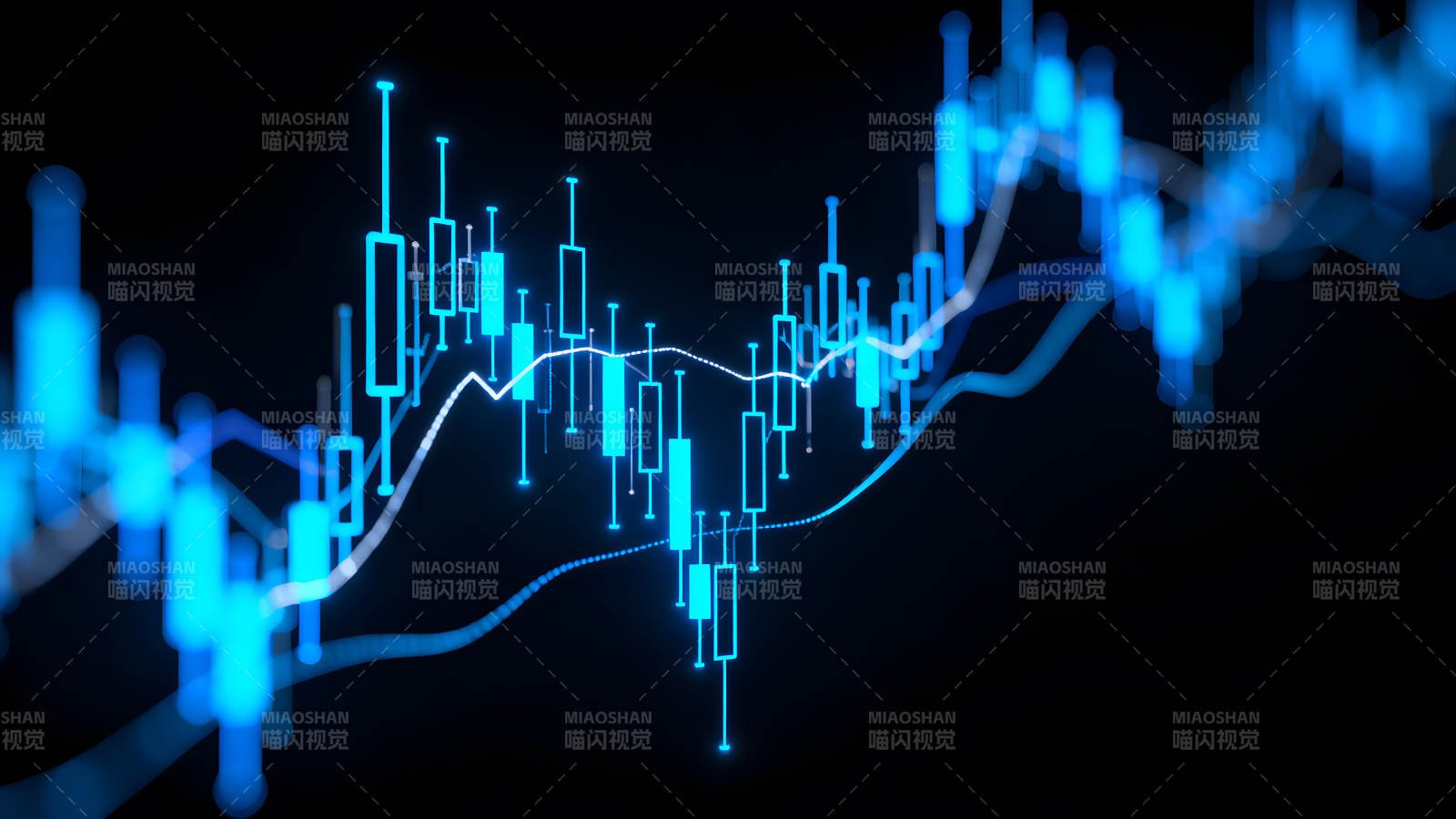 蓝色金融图表波动图图片
