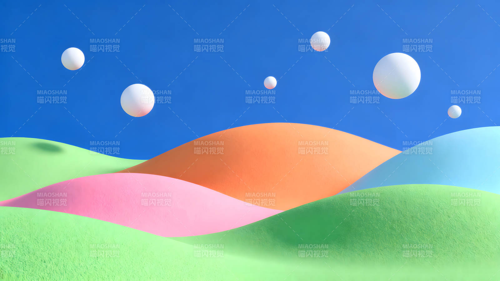 抽象景观球体浮动色彩鲜明图片