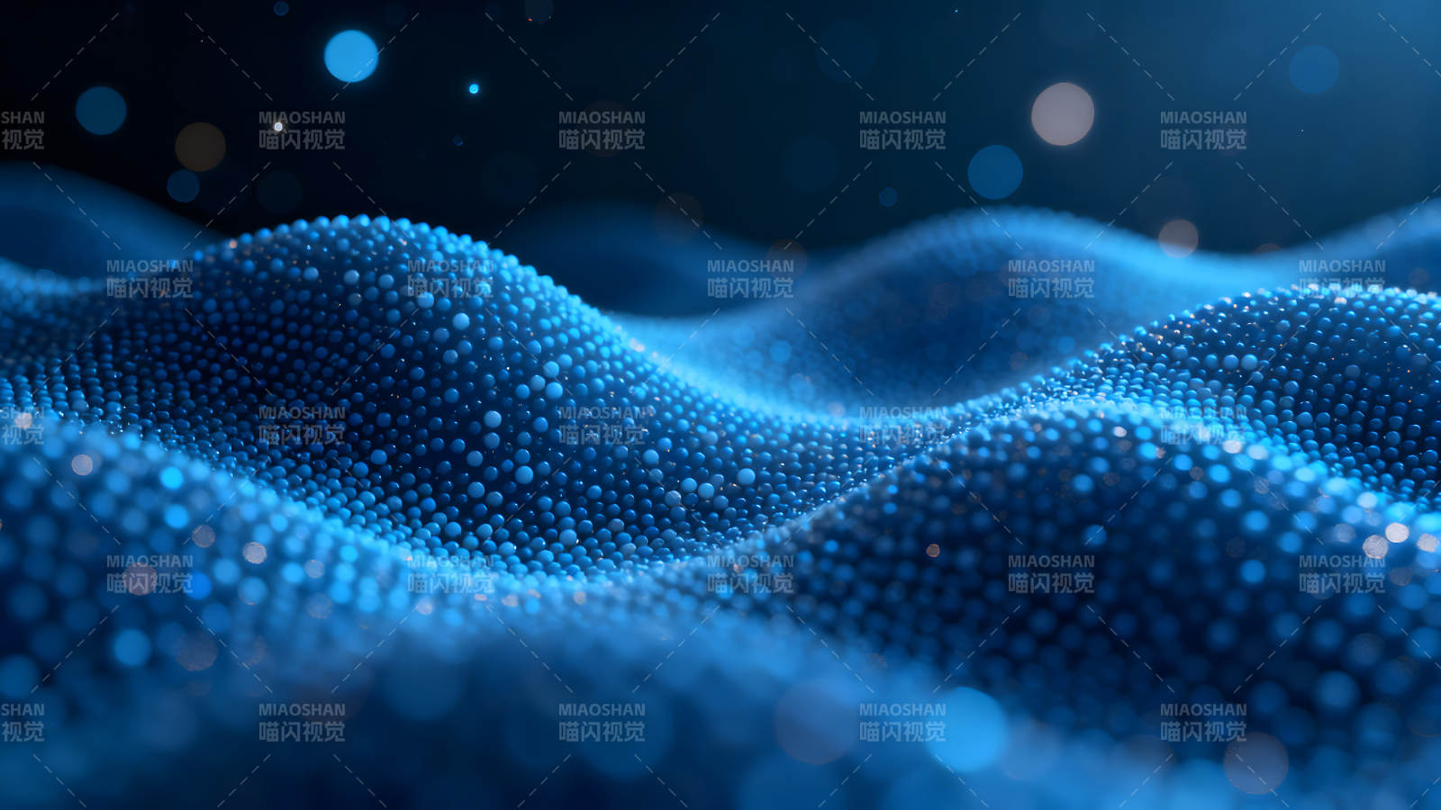 蓝色球体组成的波浪形抽象艺术图片