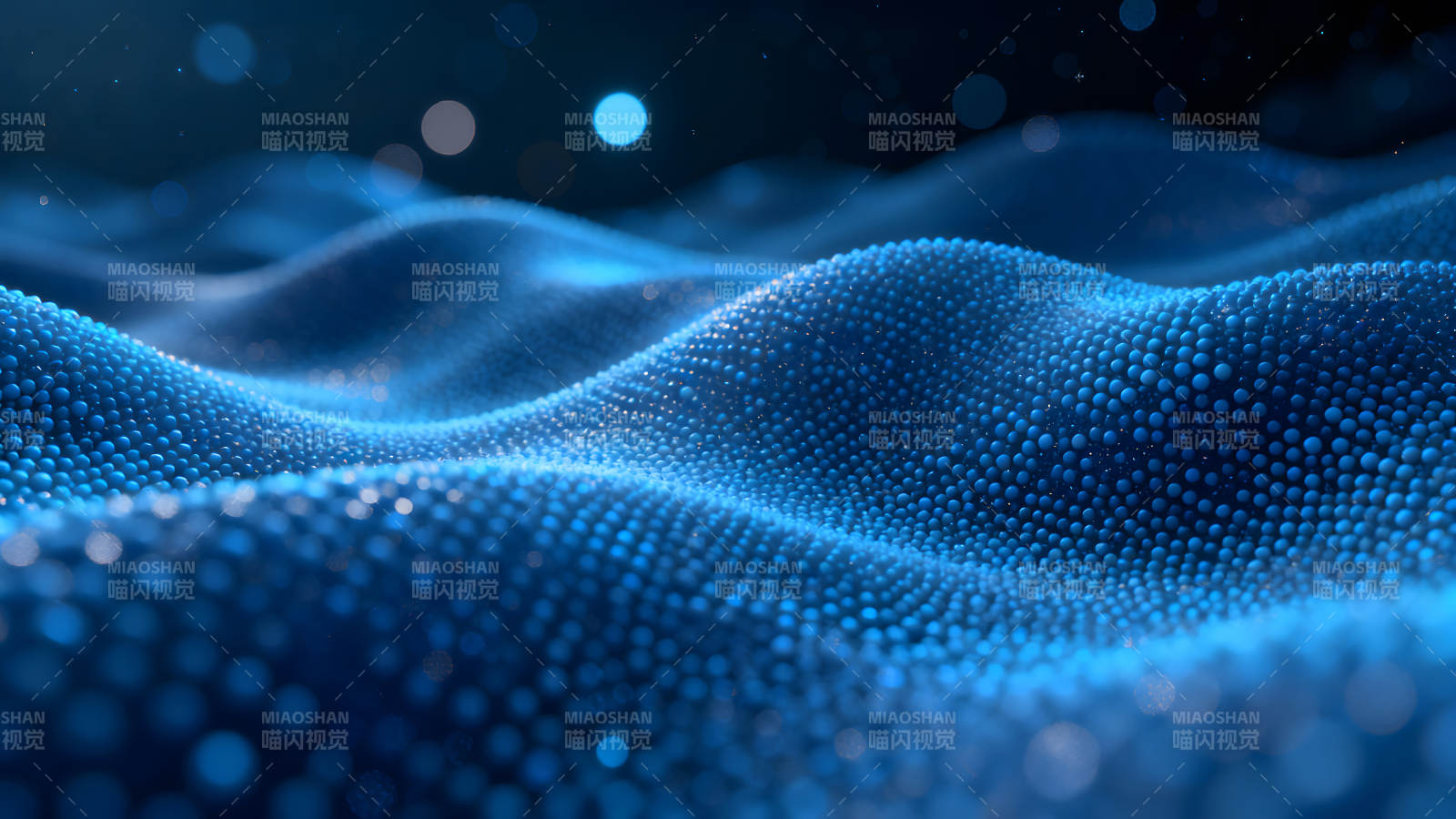 蓝色球体构成波浪图片