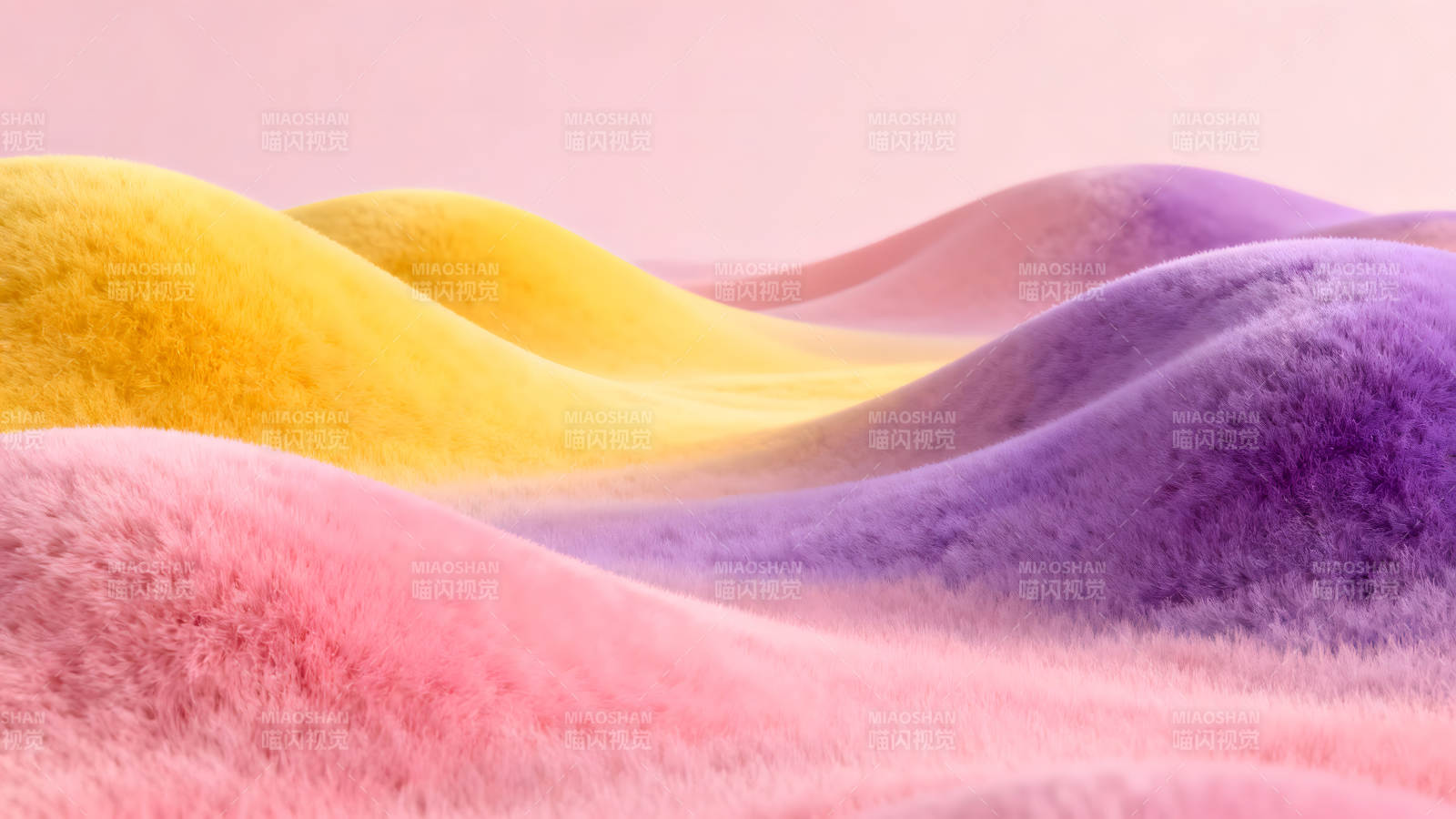 毛茸茸的彩色山丘风景图片