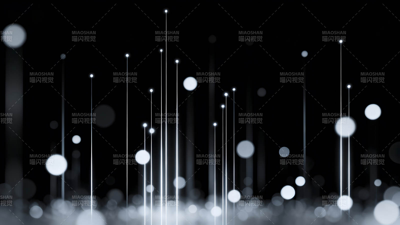 黑色背景下的发光线条与圆点图片