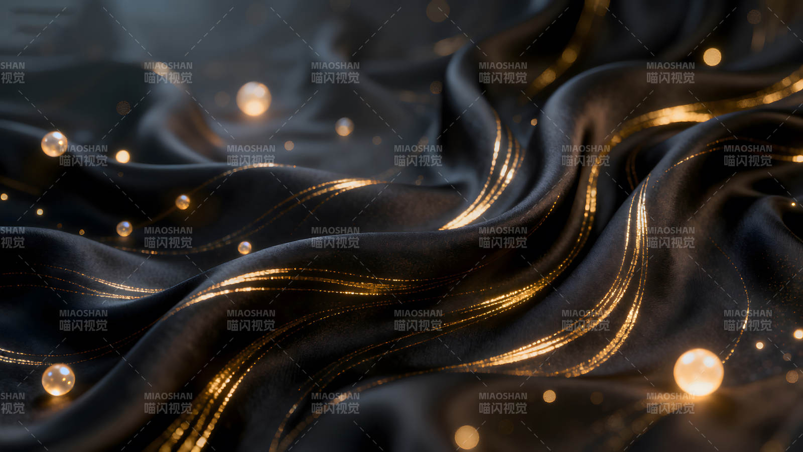 丝绸和金色光点交织的艺术图片