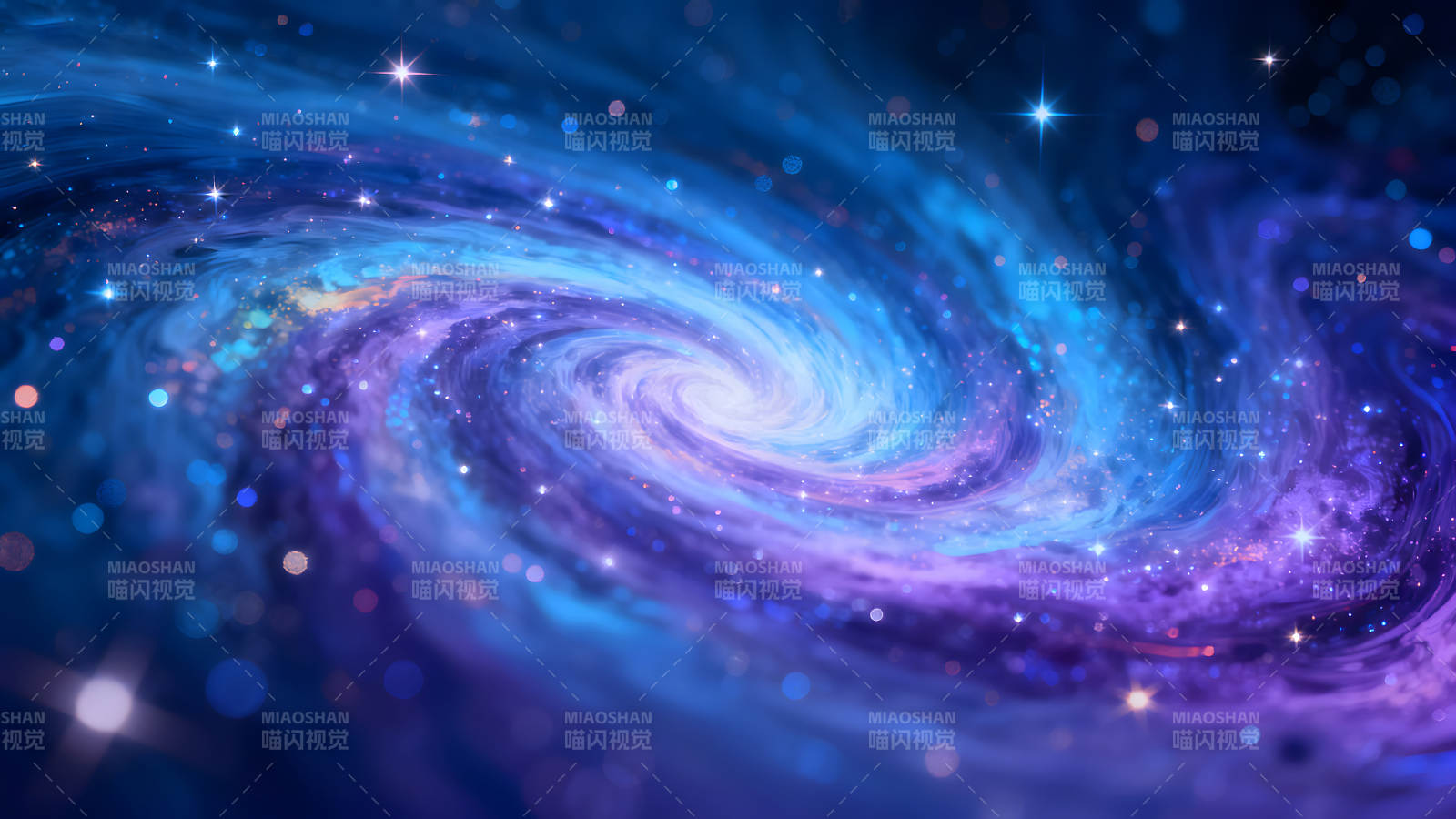 星云中的蓝色漩涡耀眼的光芒照亮了宇宙图片