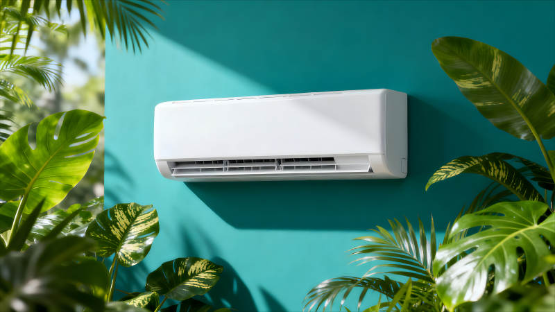 空调与绿植的和谐搭配图片