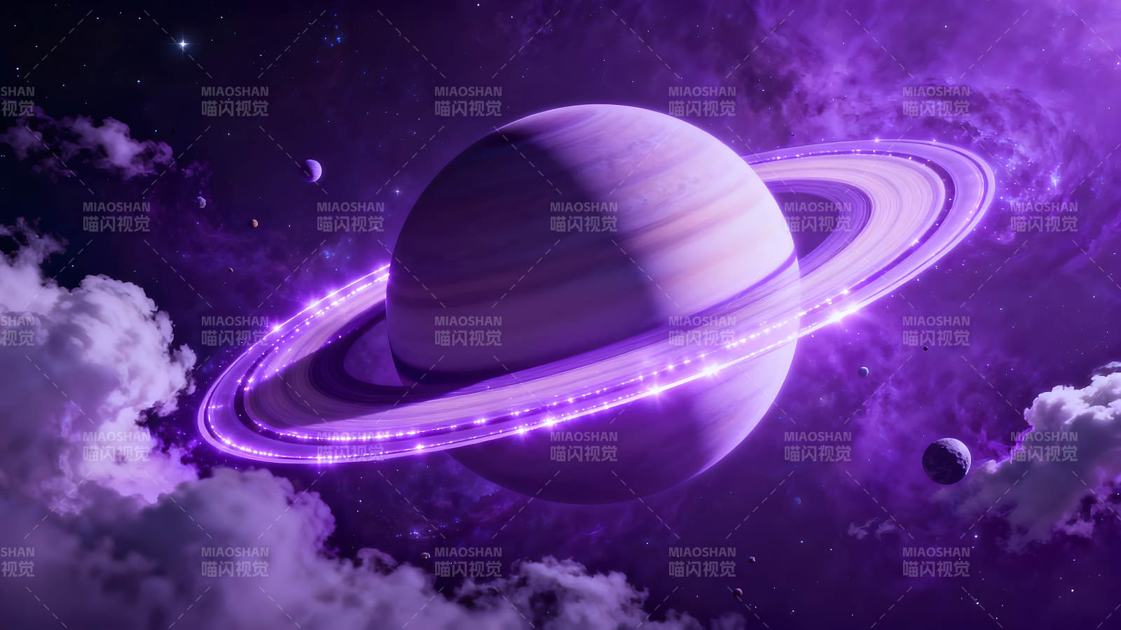 紫色星球与星云宇宙景象图片