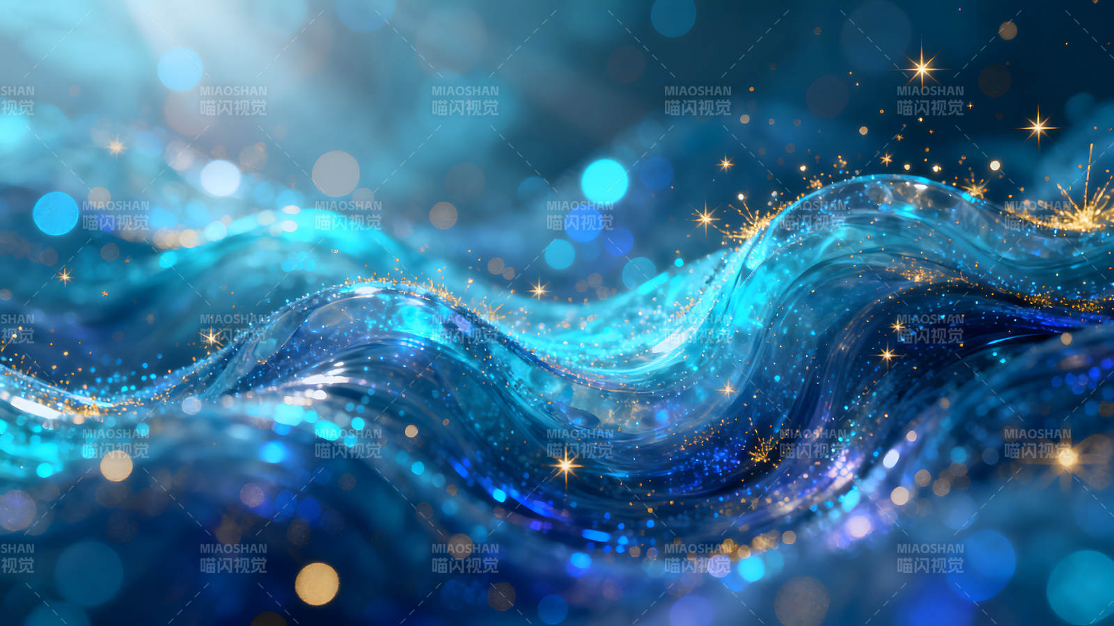 梦幻蓝色水波光影交织闪耀图片