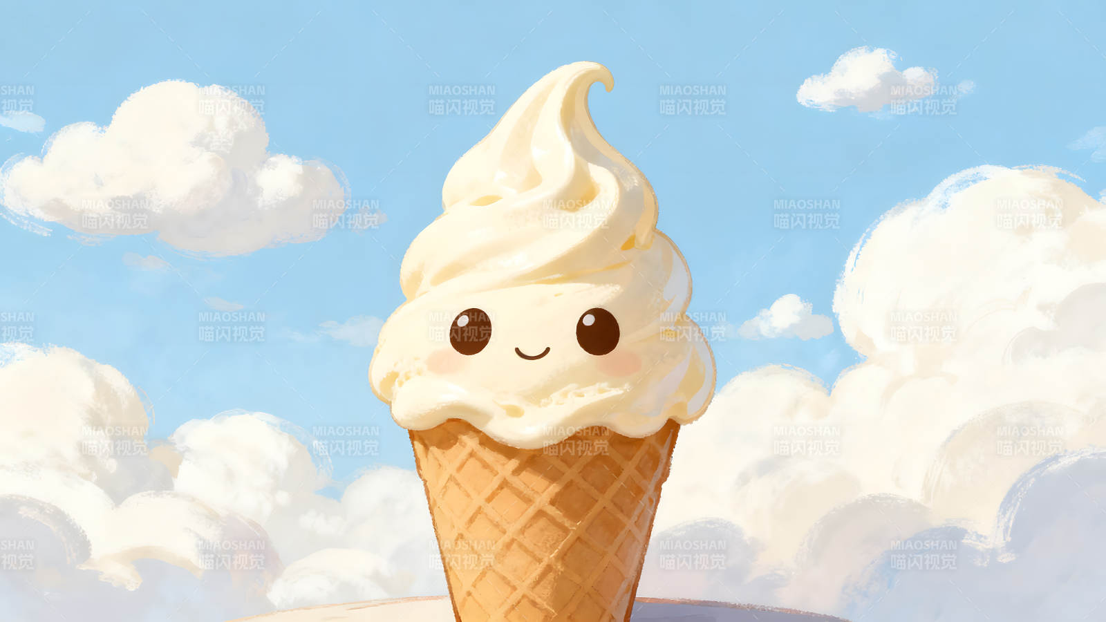 可爱冰淇淋在蓝天下图片