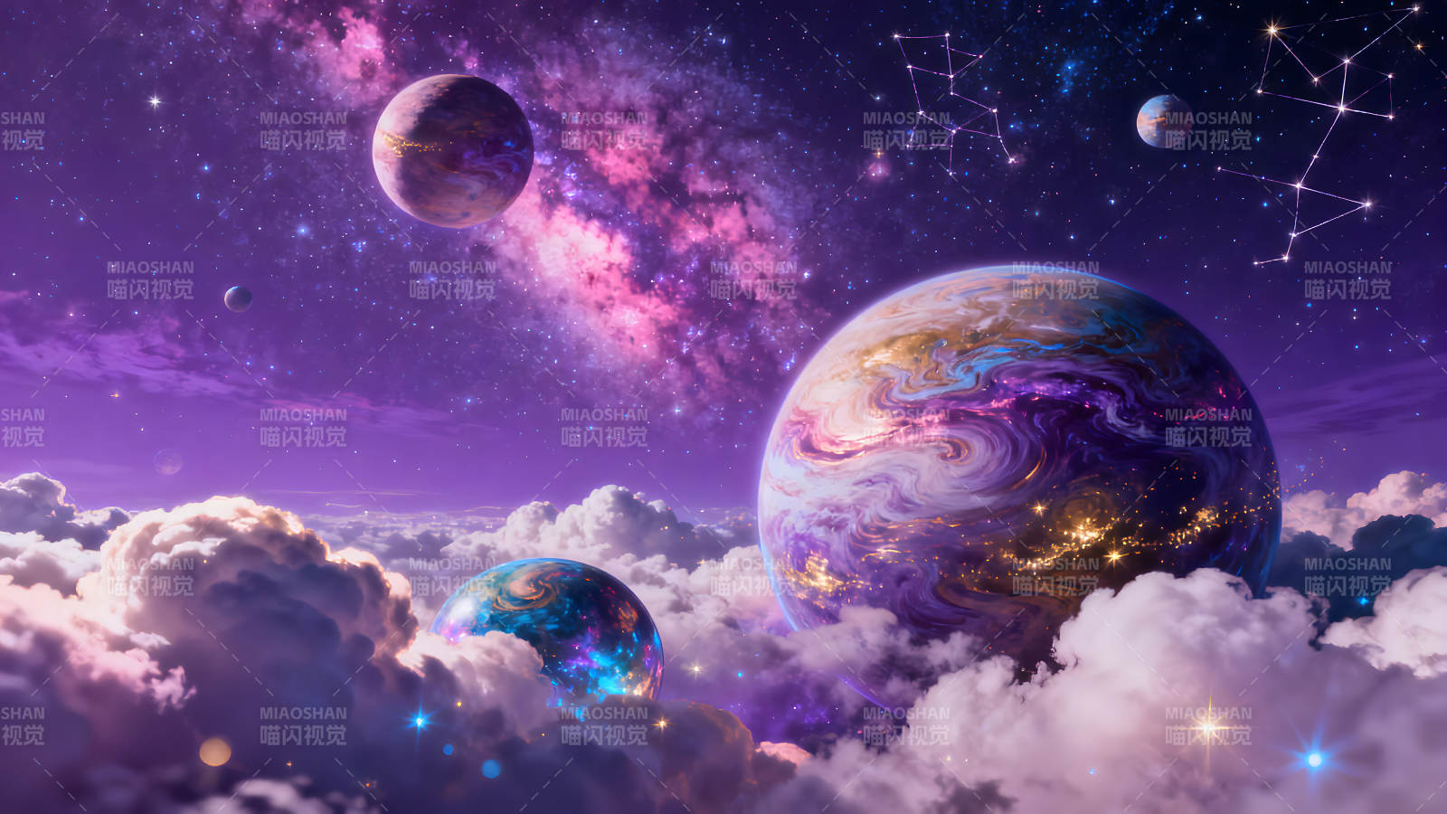 梦幻宇宙星空与行星奇景图片