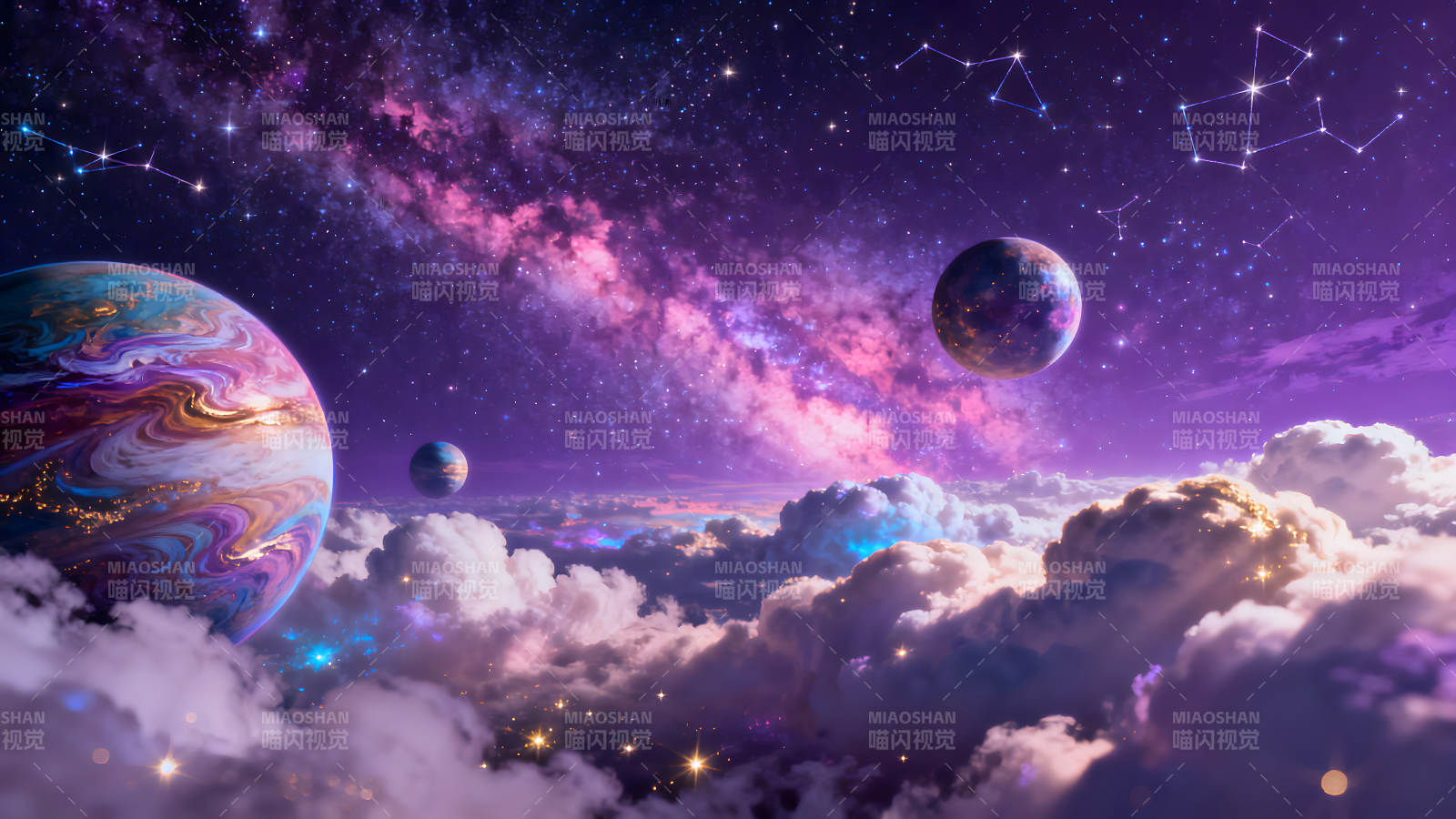 星空与行星的奇幻景象图片