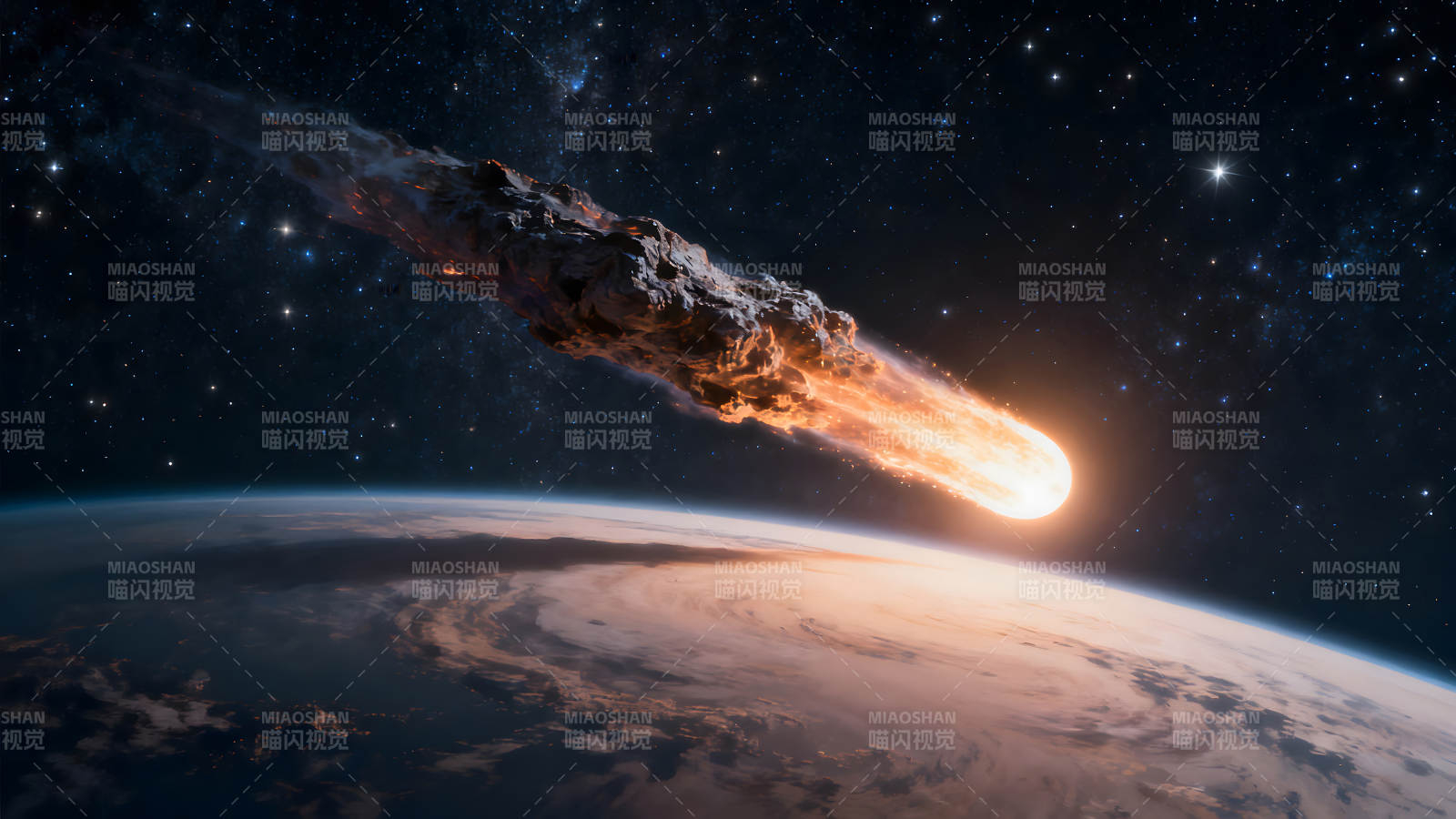 小行星撞地球的壮观景象图片