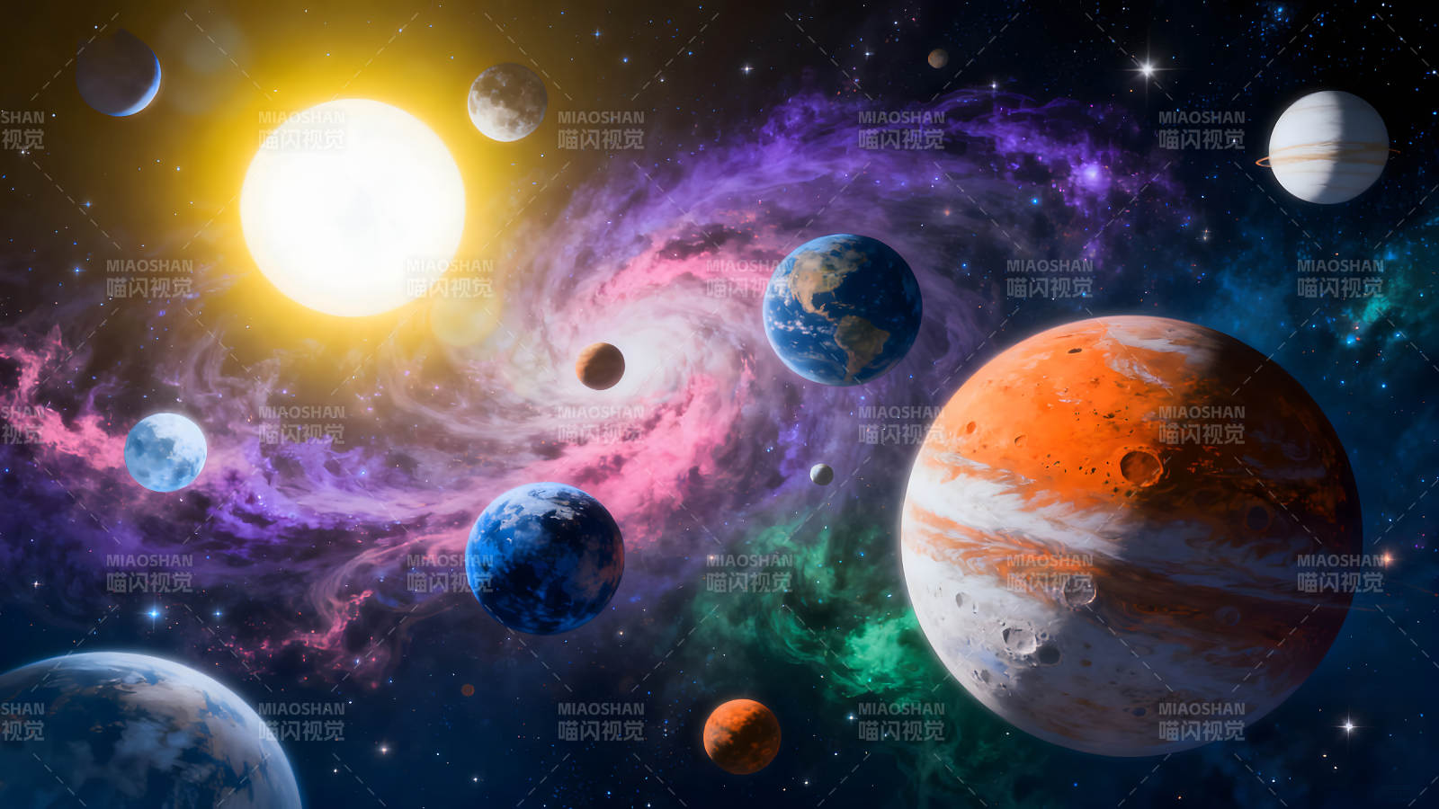 宇宙星系行星汇聚图片