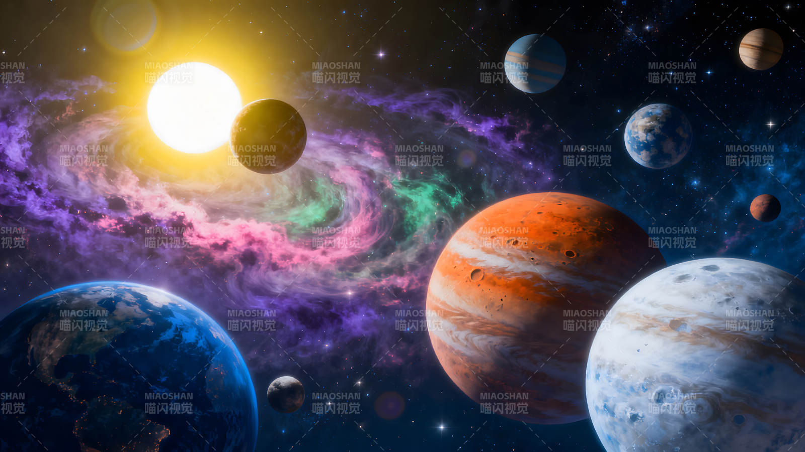 宇宙行星绚丽星云景象图片