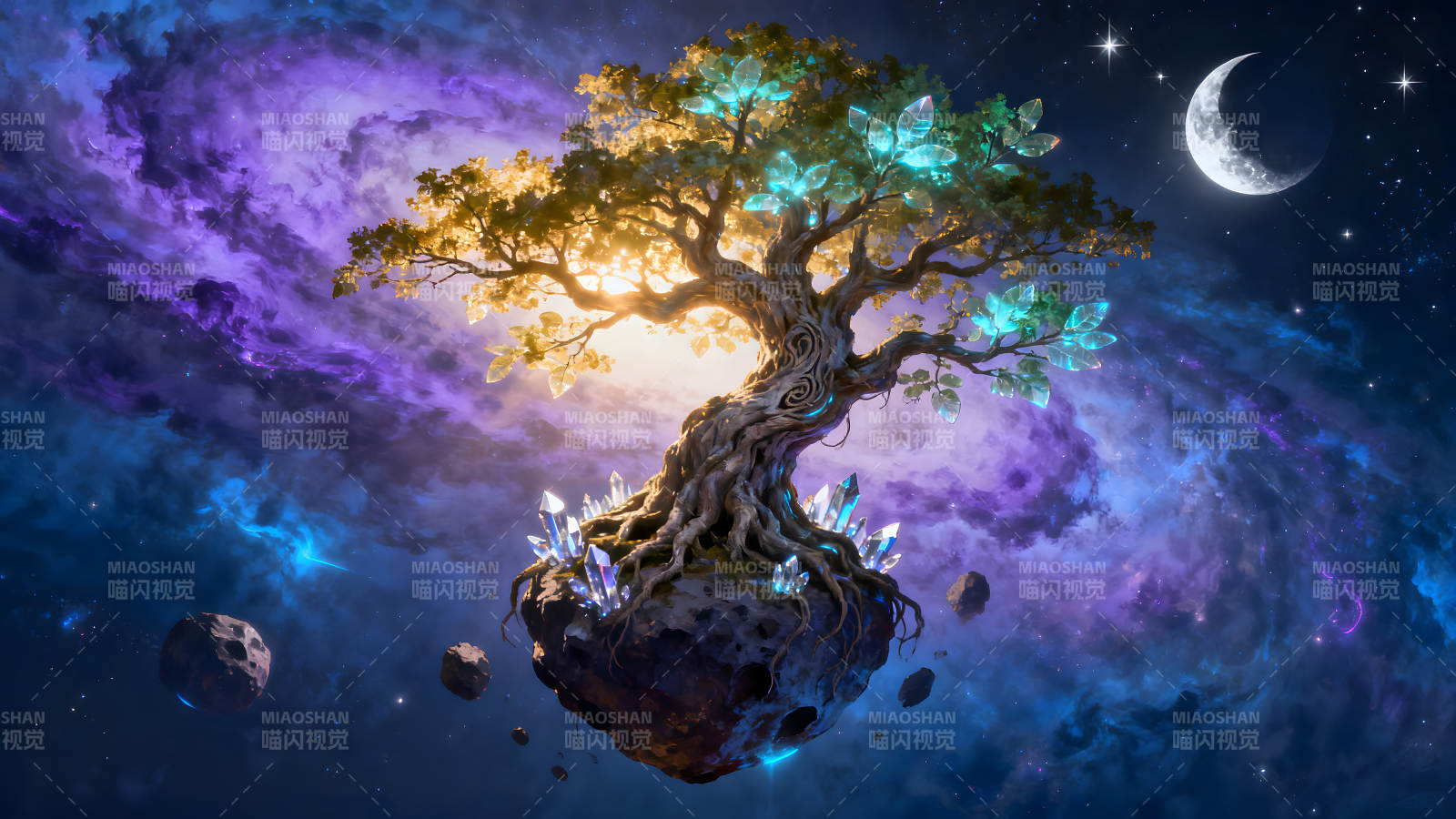 梦幻宇宙树木生机勃勃图片