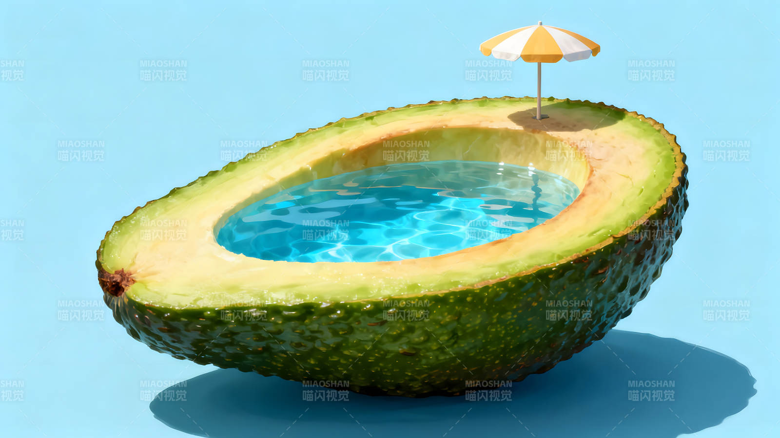 鳄梨中的游泳池阳光下的休闲图片