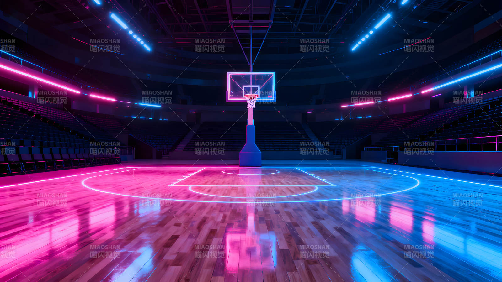 赛博朋克篮球场灯光炫酷图片
