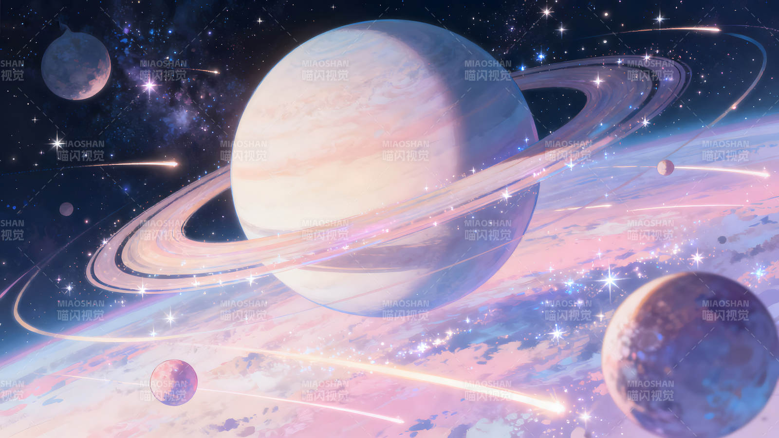 宇宙星空行星环绕画面图片