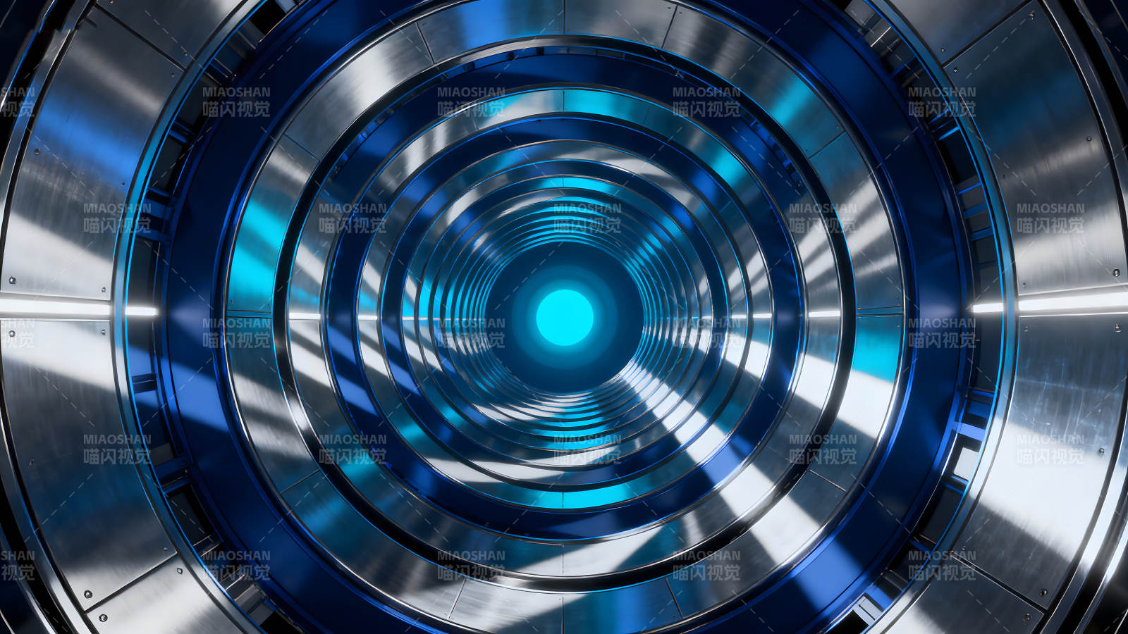 未来科技隧道蓝色光芒图片