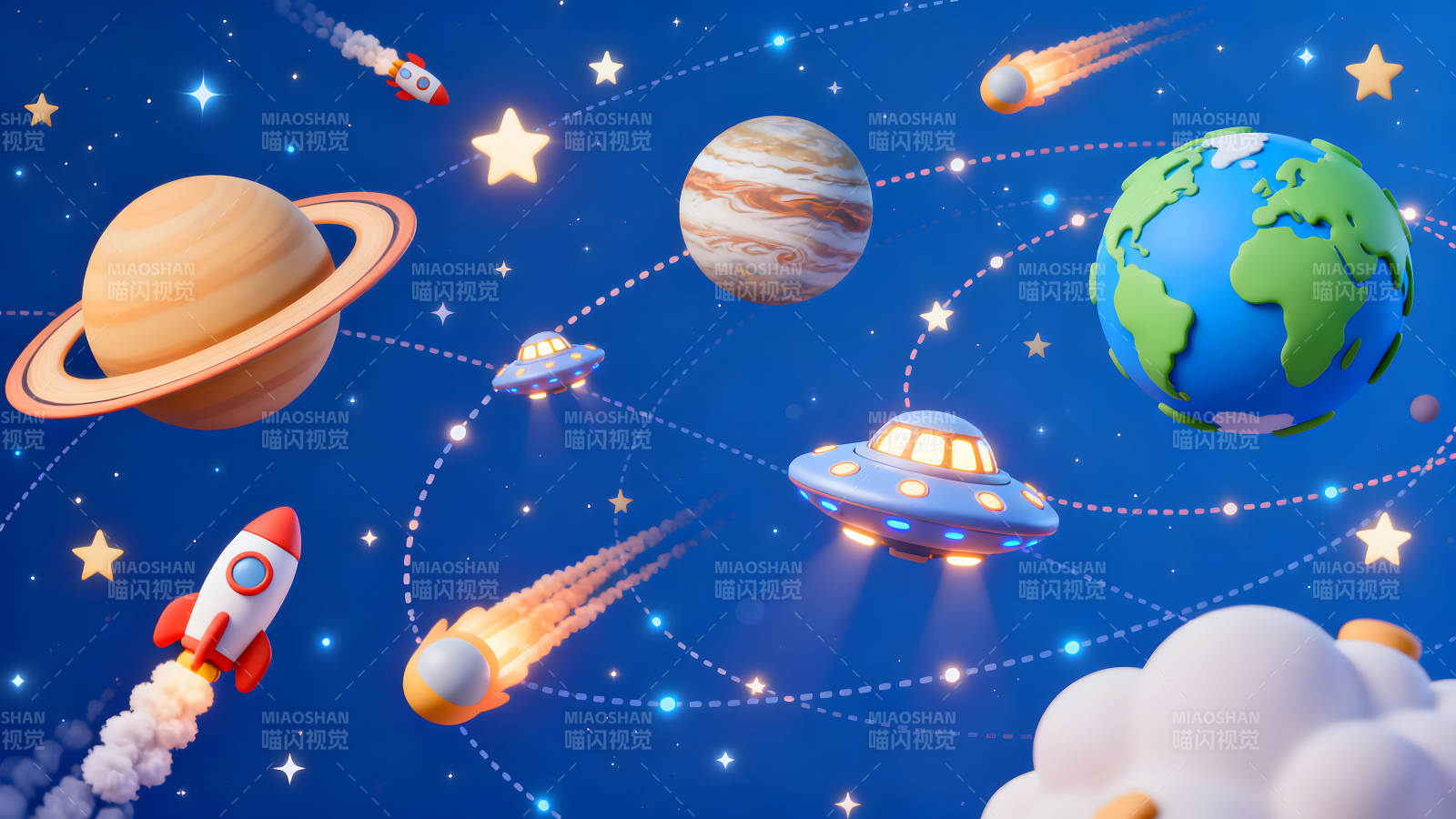 卡通宇宙探索画面图片