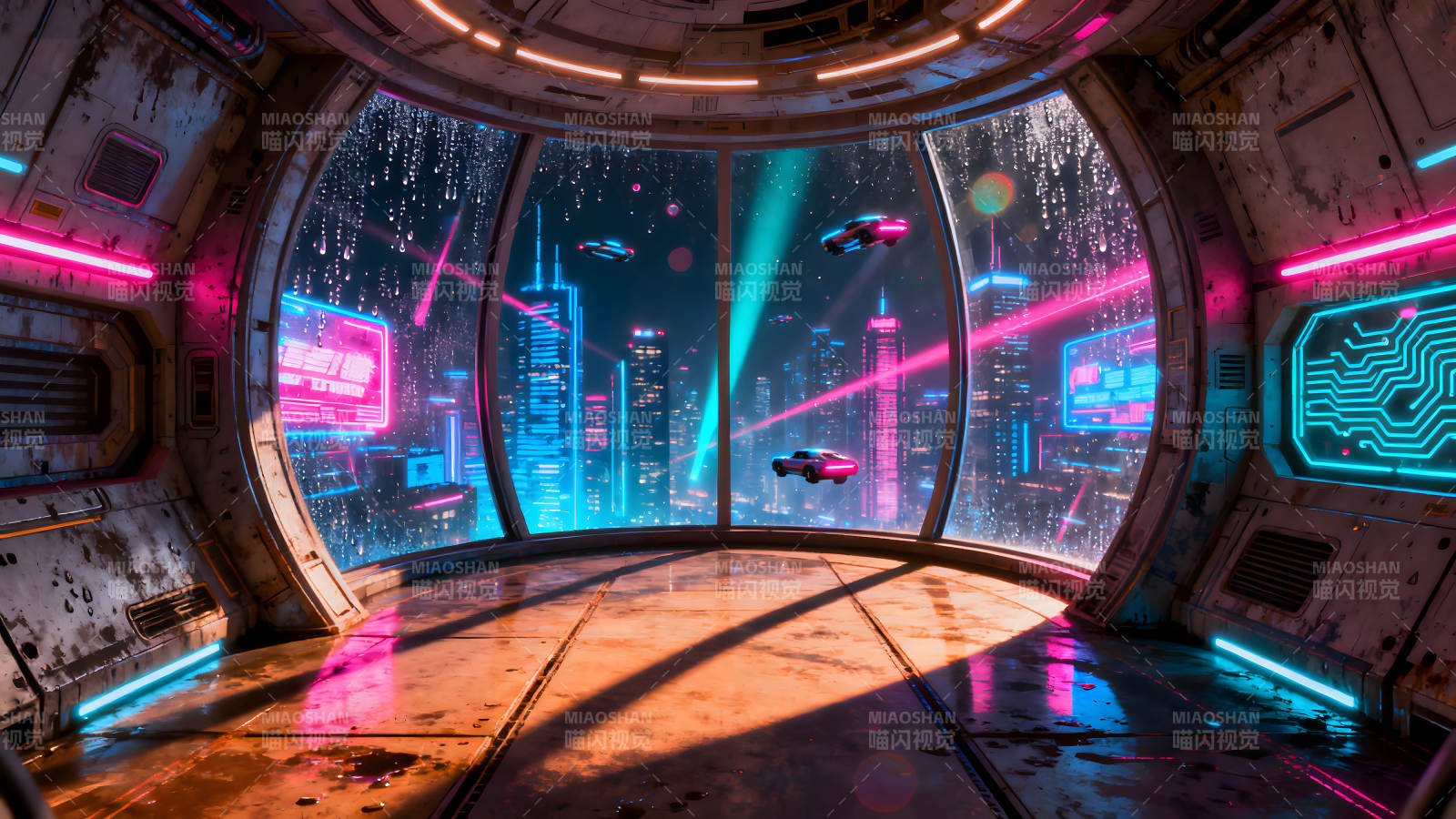 未来城市夜景飞车科幻空间图片