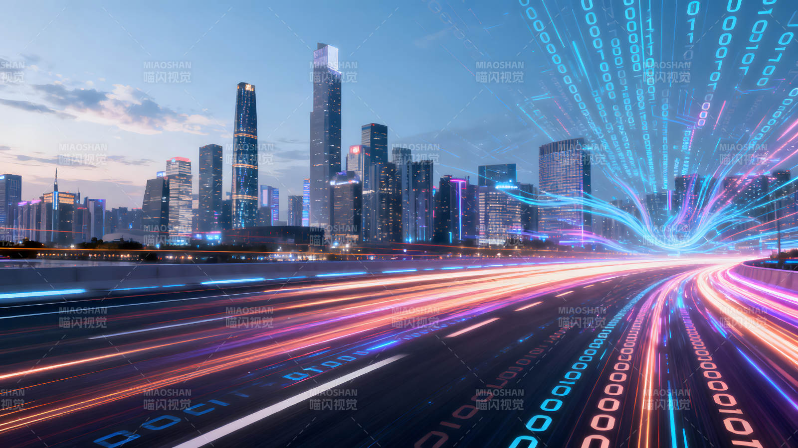 城市道路数据流光效未来科技图片