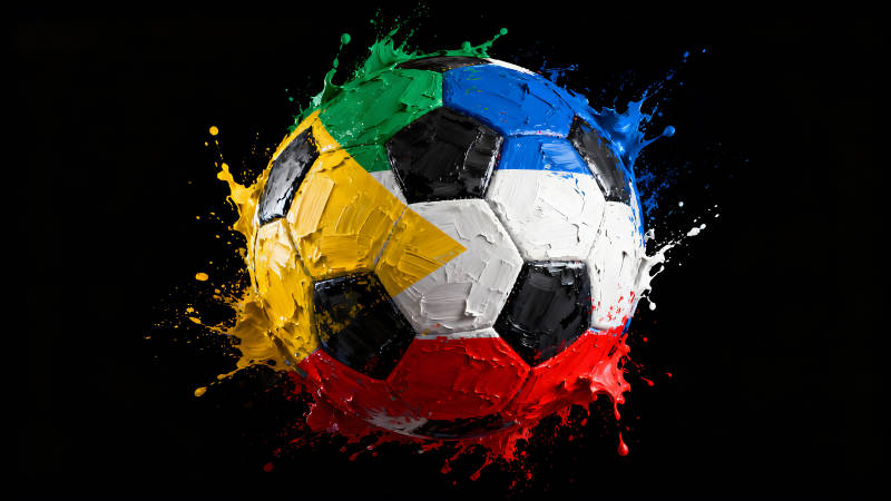 南非国旗足球油画艺术图片